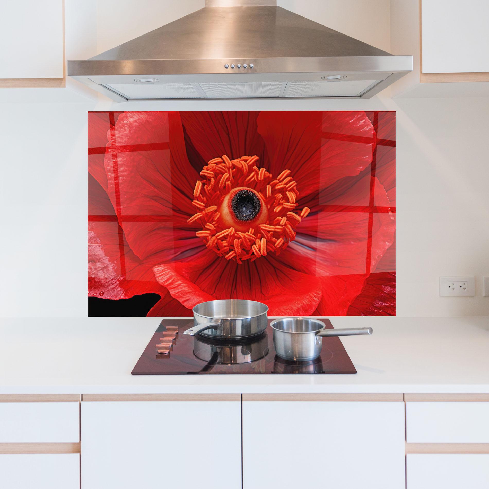 Panel Szklany do Kuchni Big Poppy Close Up mockup 5