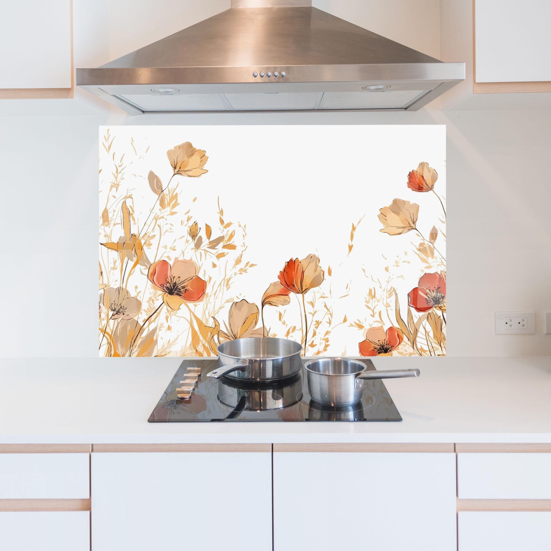 Panel Szklany do Kuchni Gold Red Poppy mockup 5