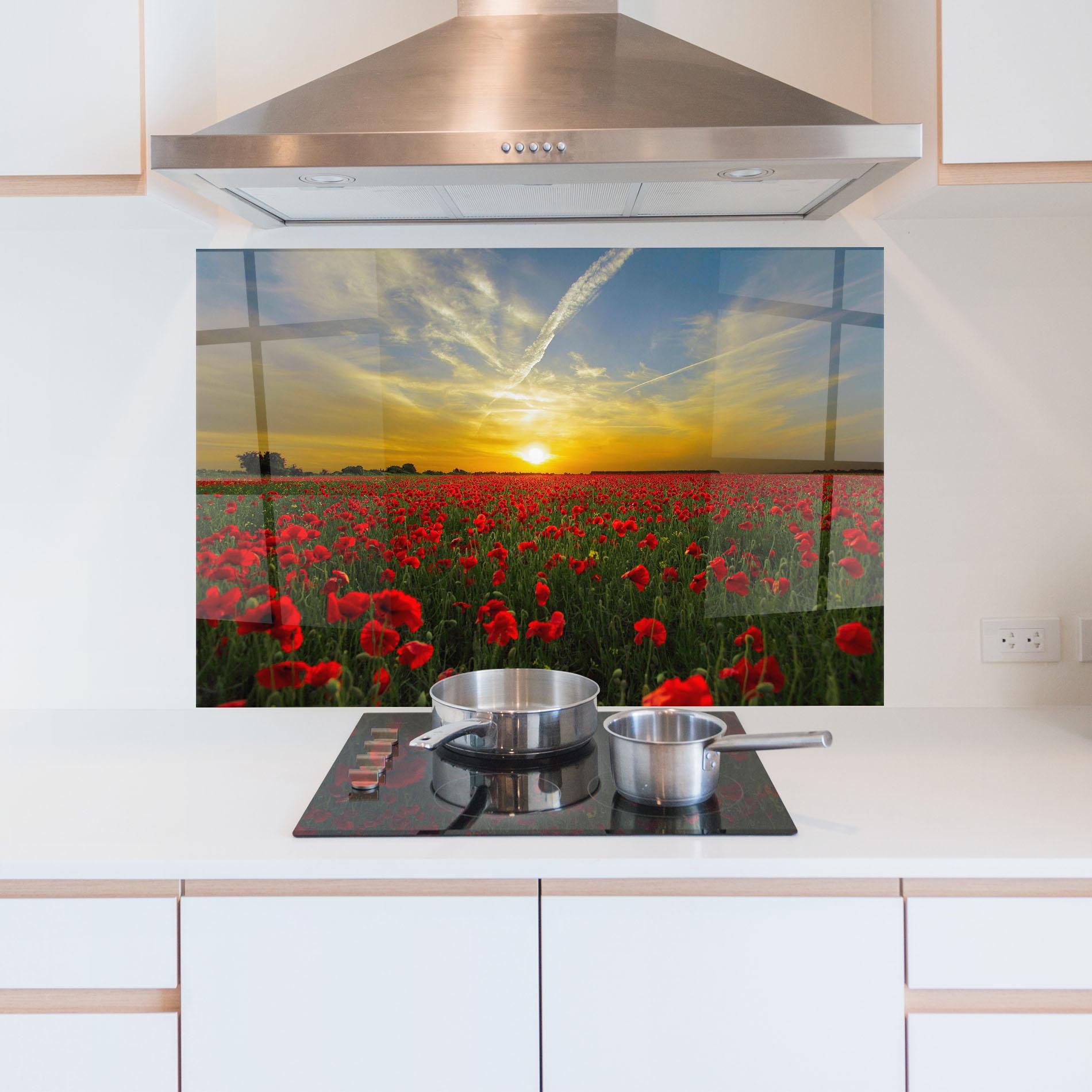 Panel Szklany do Kuchni Poppies Sunset mockup 5