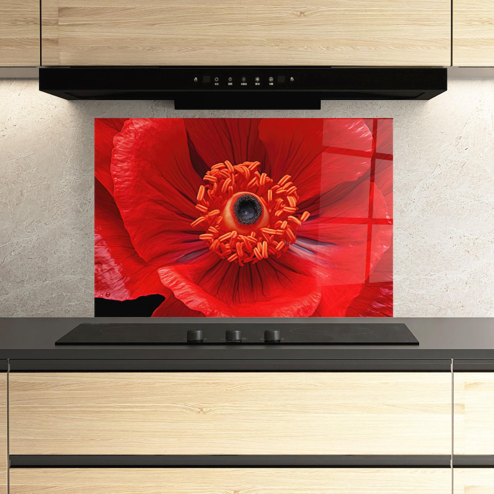 Panel Szklany do Kuchni Big Poppy Close Up mockup 3