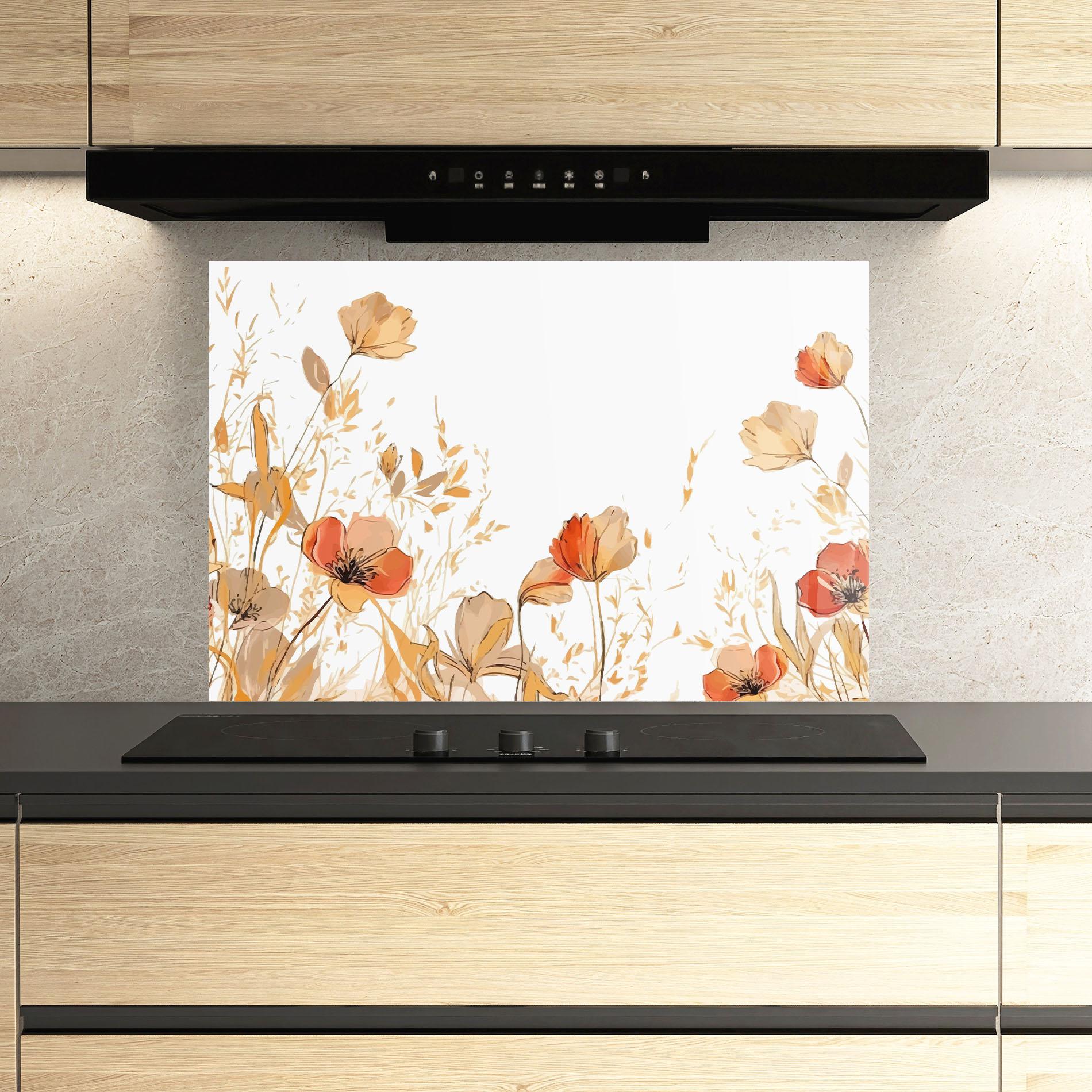 Panel Szklany do Kuchni Gold Red Poppy mockup 3