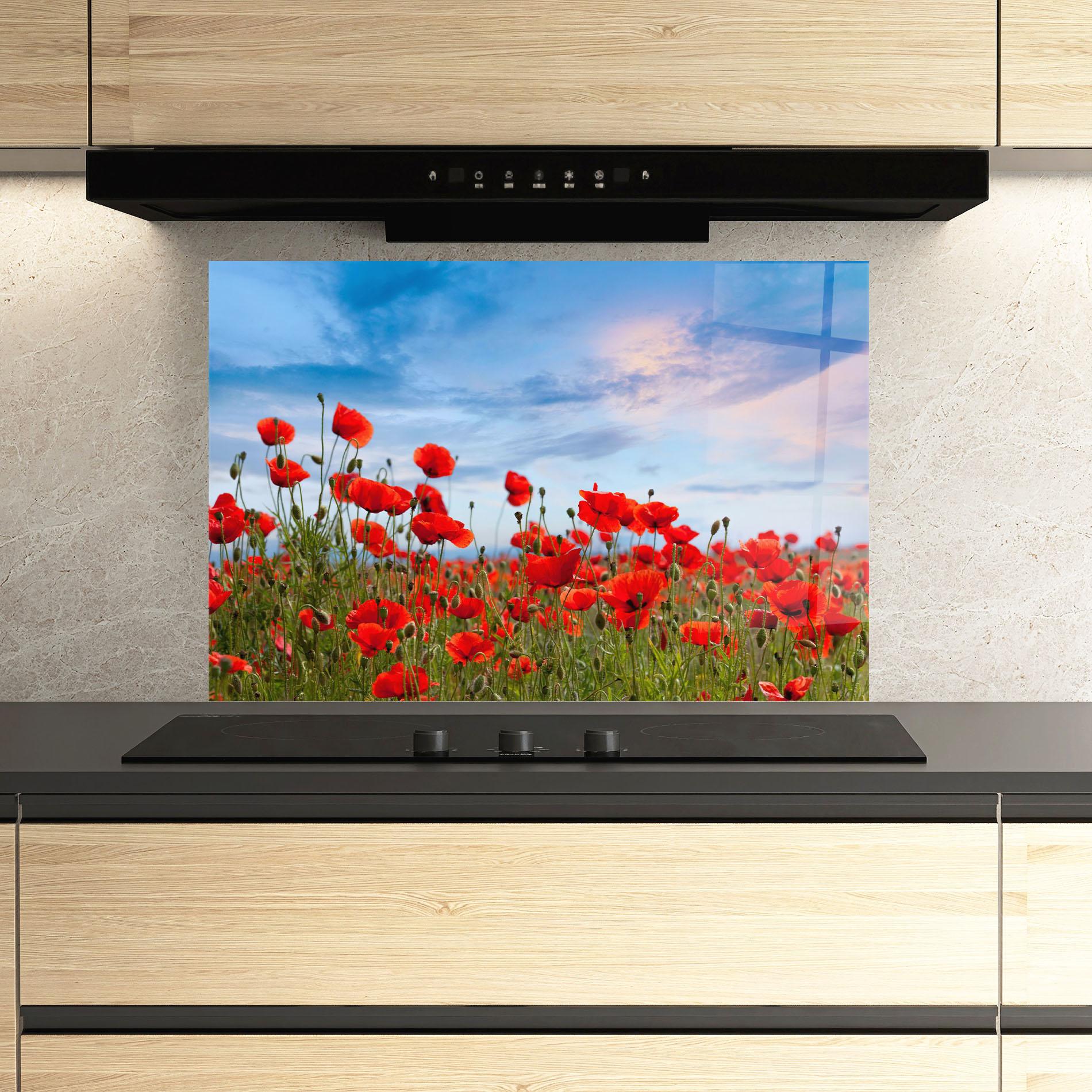 Panel Szklany do Kuchni Poppy Field mockup 3