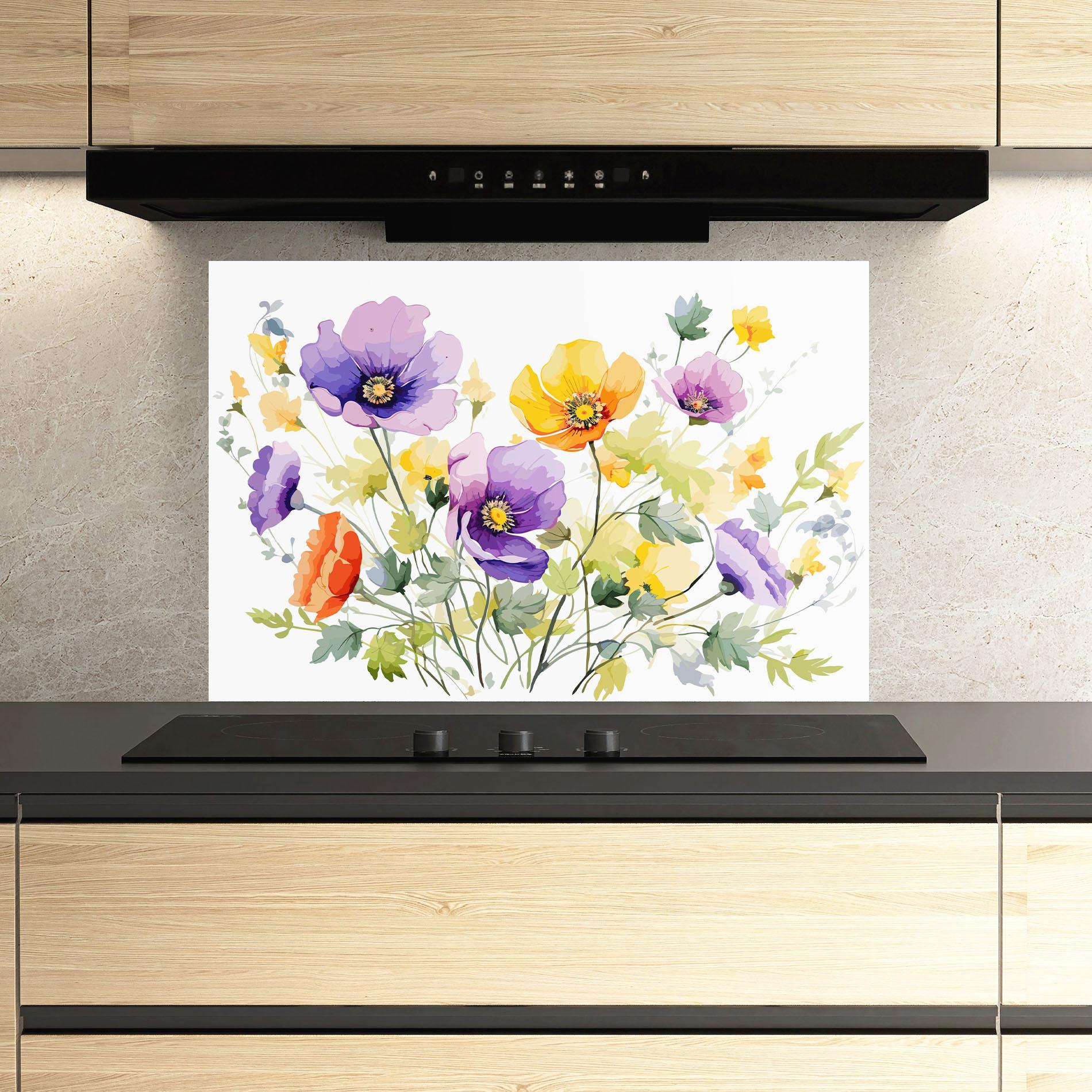 Panel Szklany do Kuchni Purple Orange Poppy mockup 3