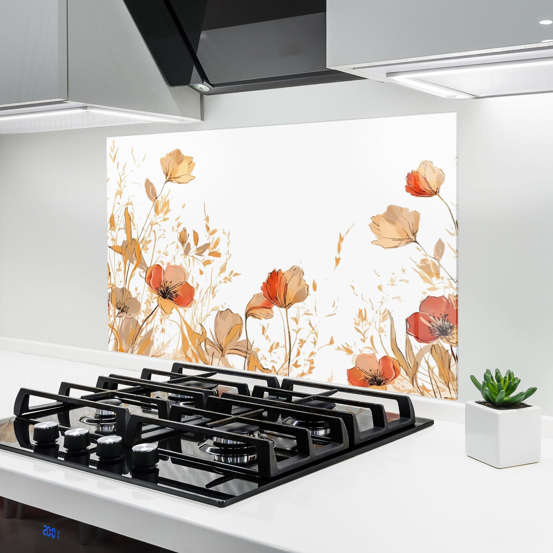 Panel Szklany do Kuchni Gold Red Poppy mockup 6