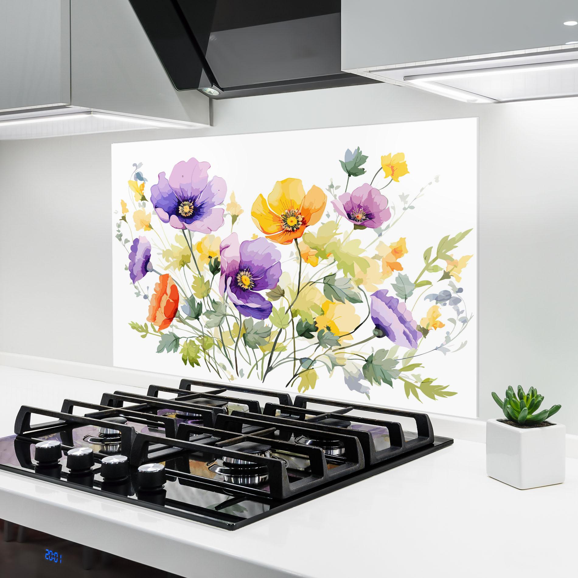 Panel Szklany do Kuchni Purple Orange Poppy mockup 6