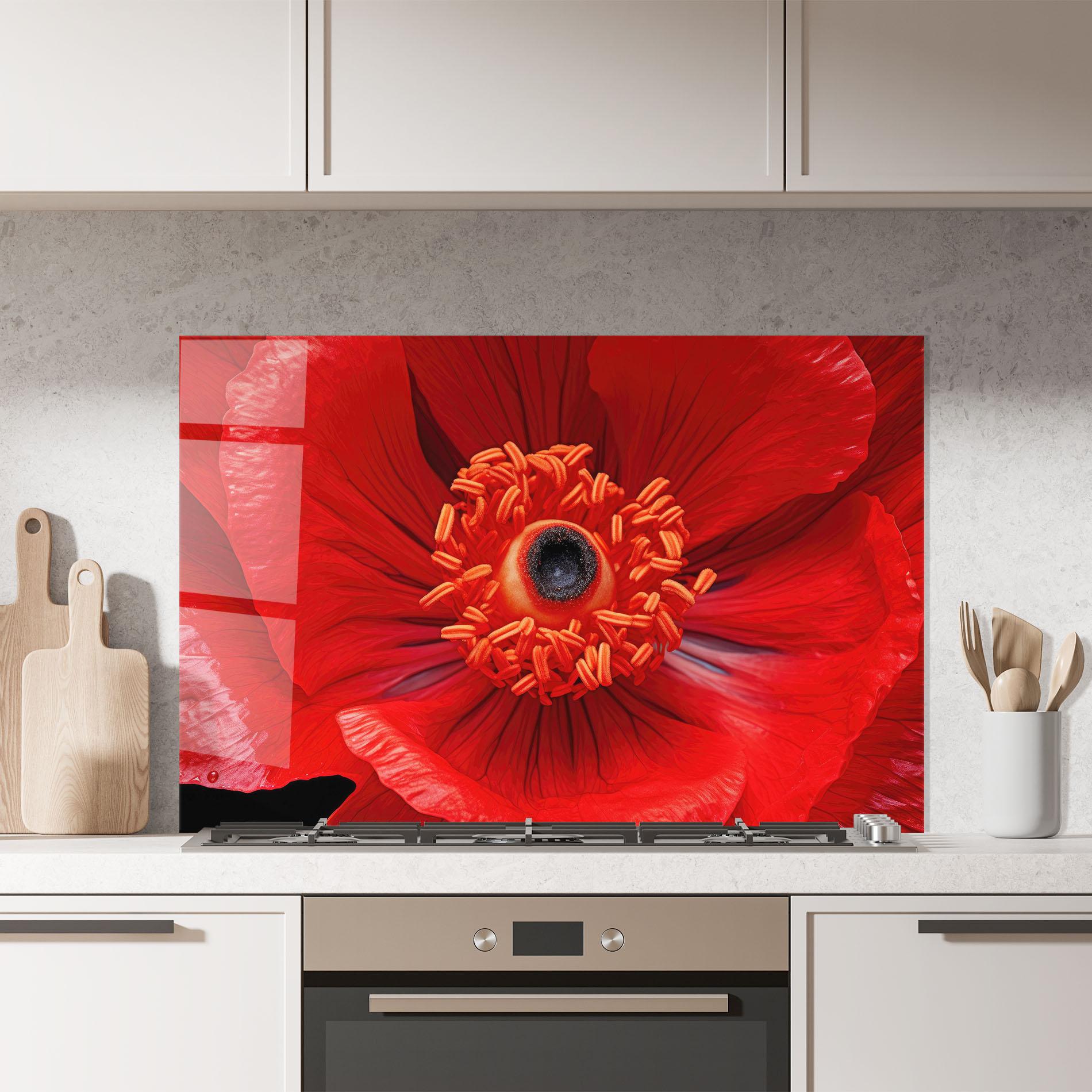 Panel Szklany do Kuchni Big Poppy Close Up mockup 7