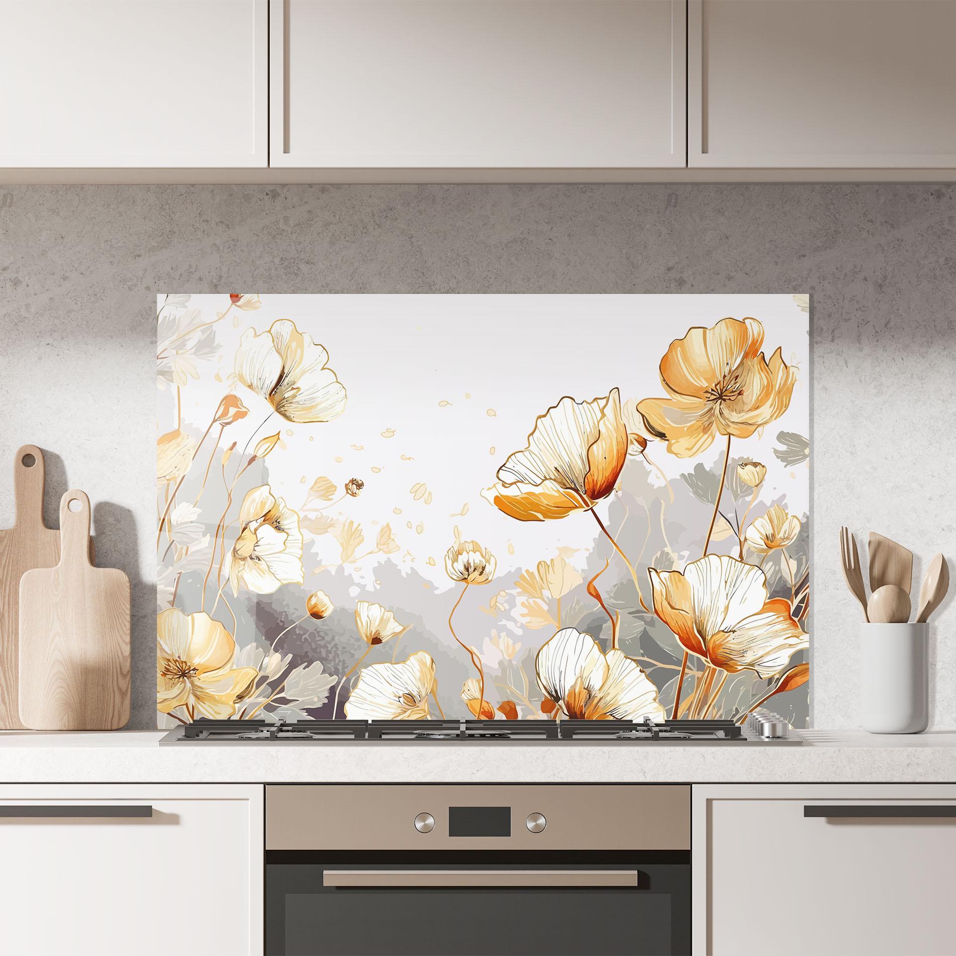 Panel Szklany do Kuchni Gold Poppies mockup 7