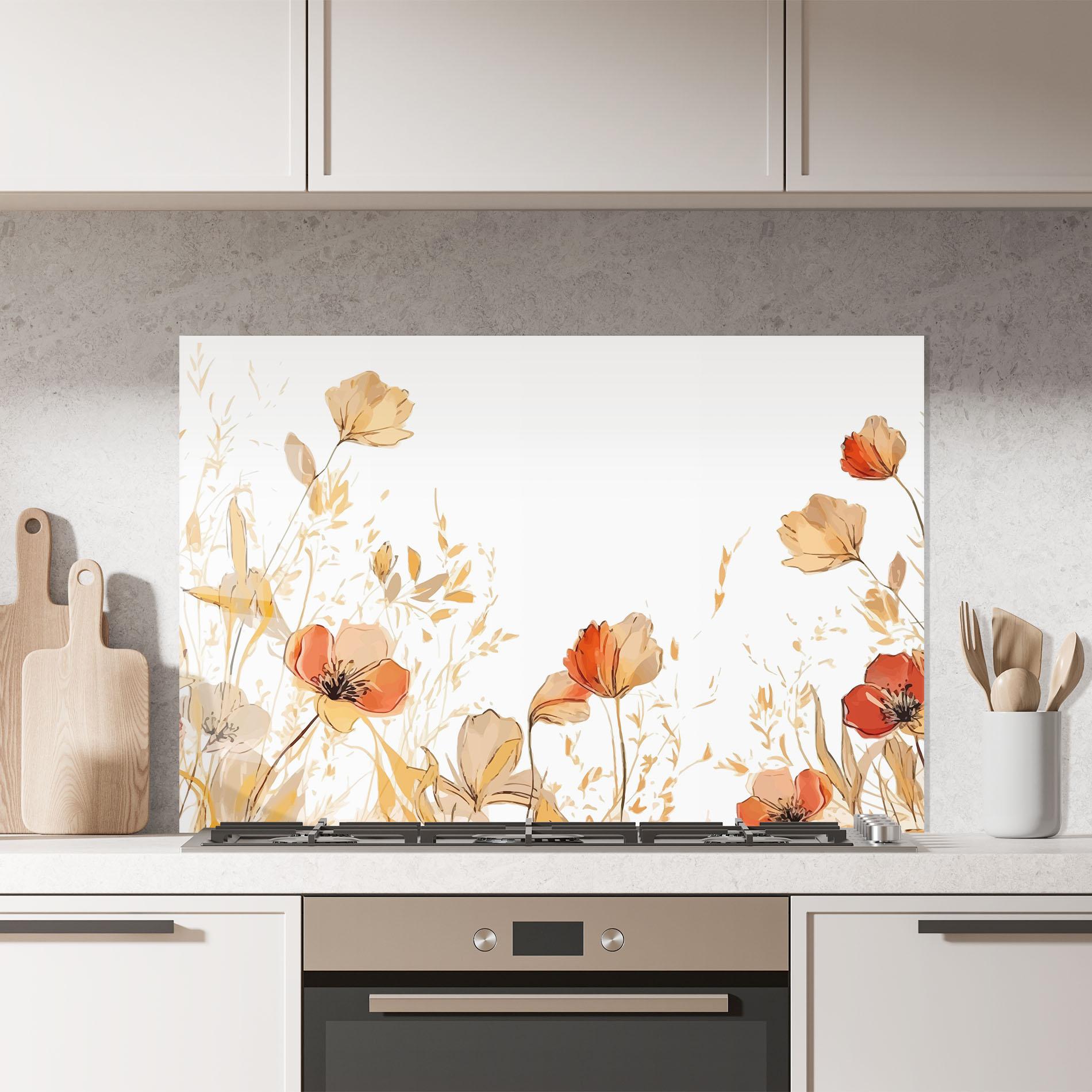 Panel Szklany do Kuchni Gold Red Poppy mockup 7