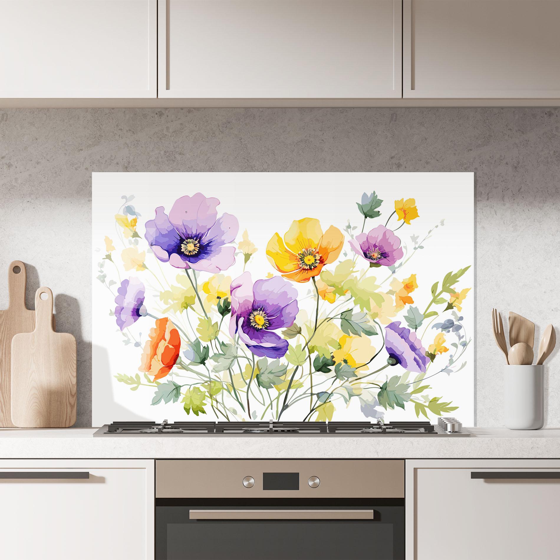 Panel Szklany do Kuchni Purple Orange Poppy mockup 7