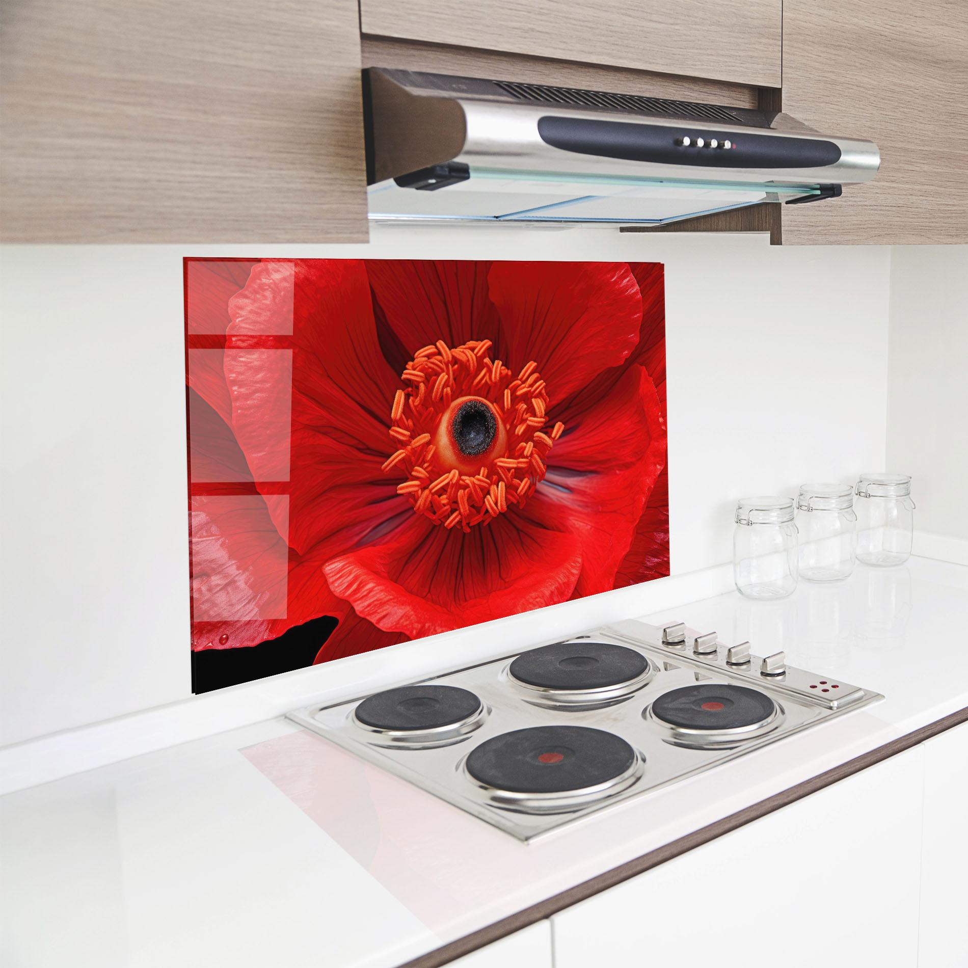 Panel Szklany do Kuchni Big Poppy Close Up mockup 8