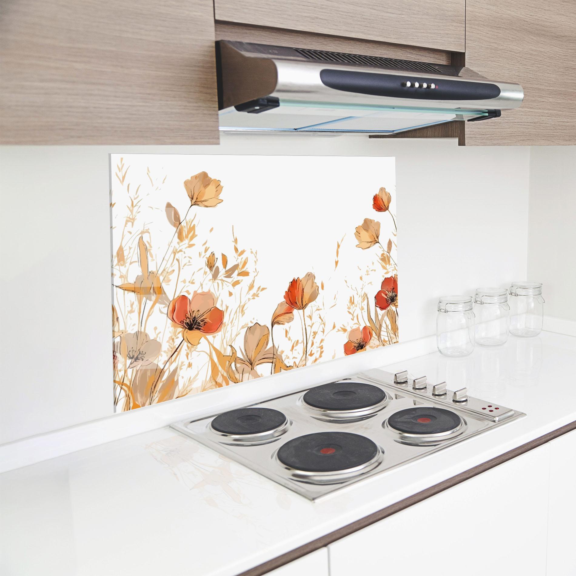 Panel Szklany do Kuchni Gold Red Poppy mockup 8