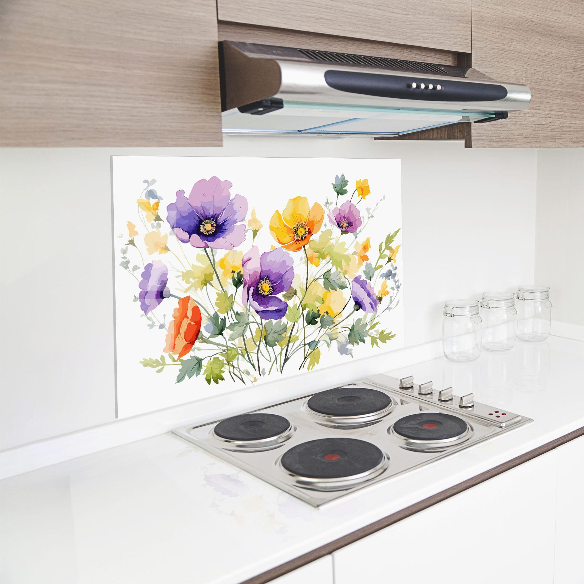 Panel Szklany do Kuchni Purple Orange Poppy mockup 8