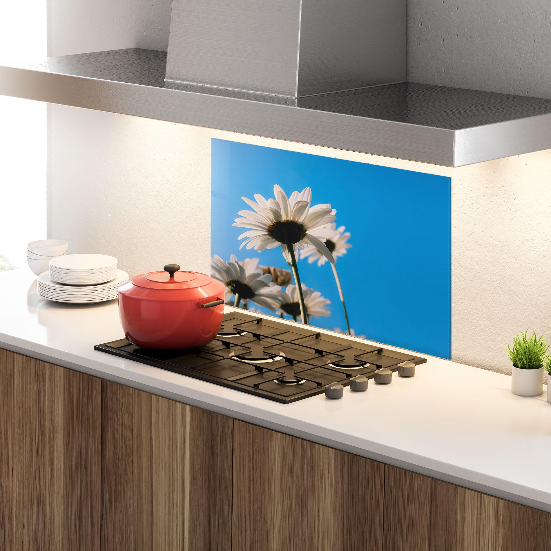 Panel Szklany do Kuchni Blue Sky Daisy mockup 4
