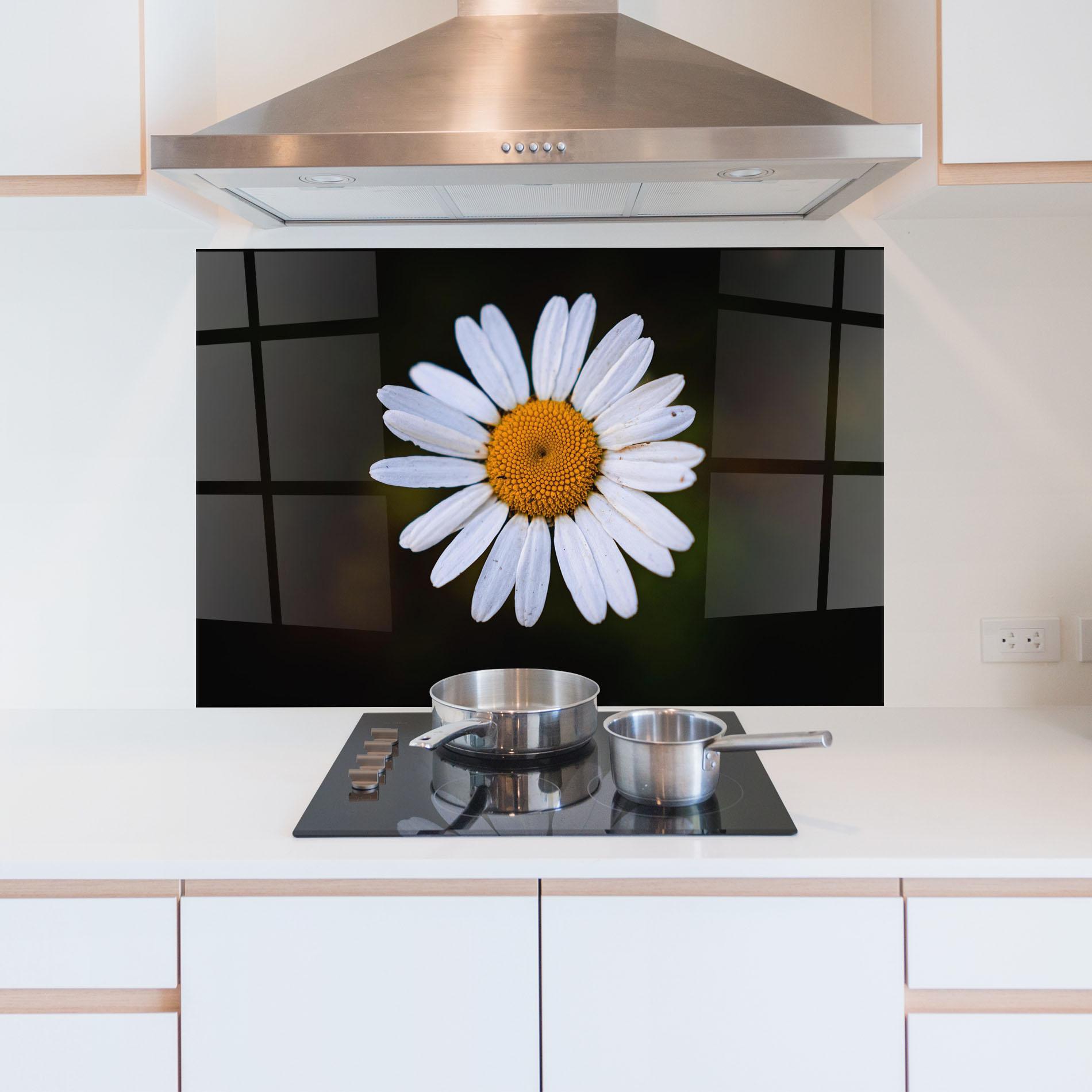 Panel Szklany do Kuchni Big Yellow Center Daisy mockup 5