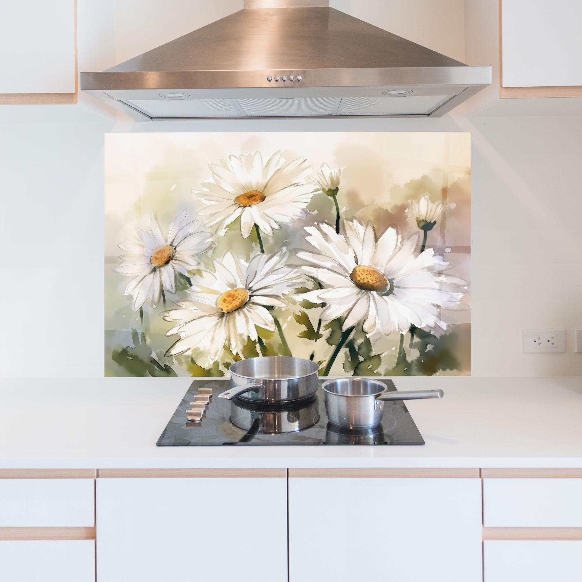 Panel Szklany do Kuchni Daisy Painting mockup 5