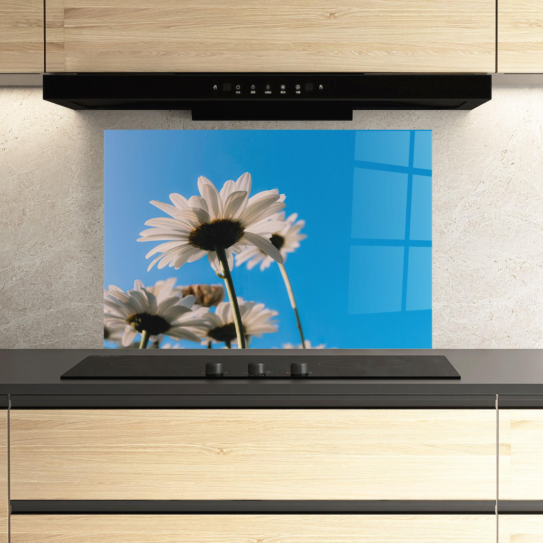 Panel Szklany do Kuchni Blue Sky Daisy mockup 3