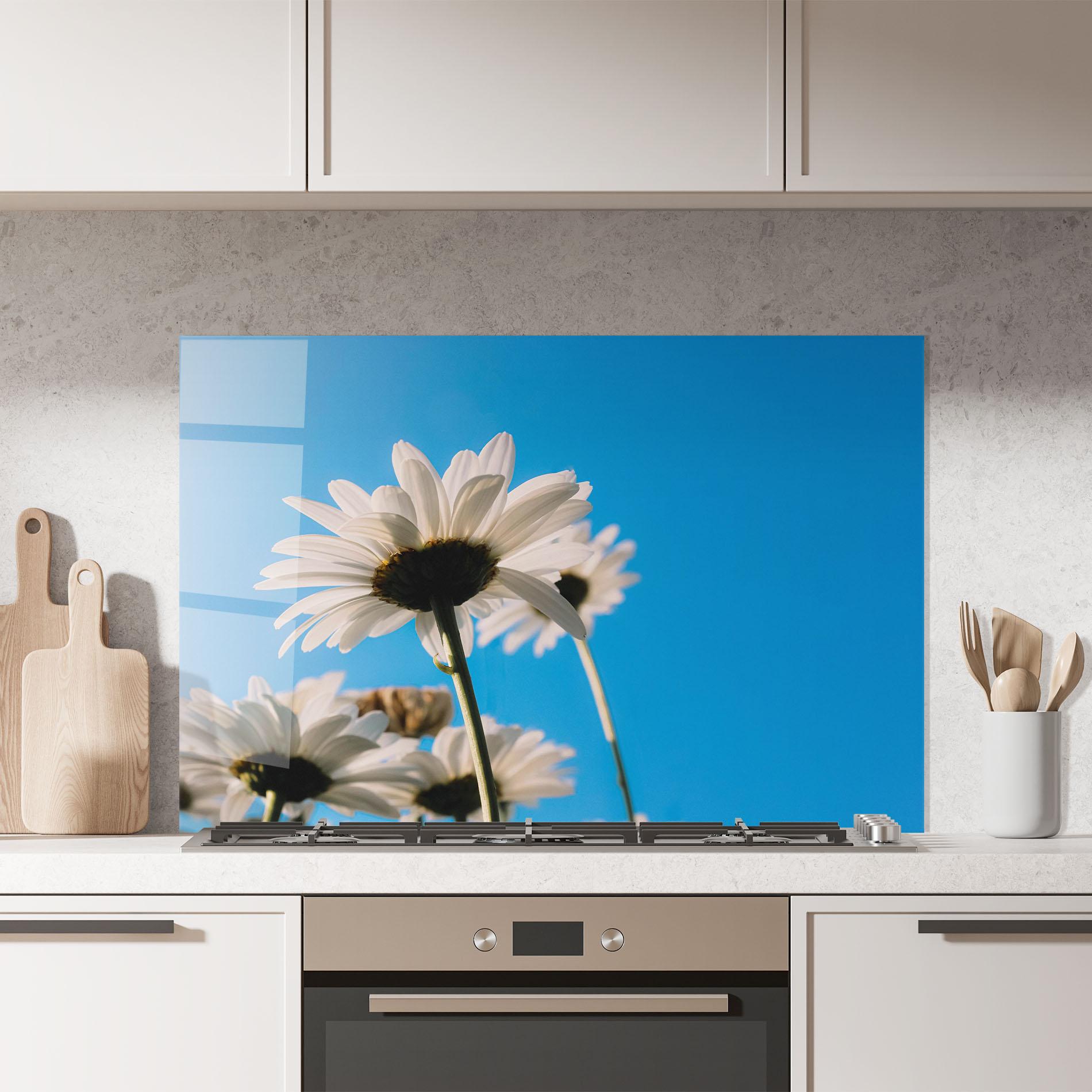 Panel Szklany do Kuchni Blue Sky Daisy mockup 7