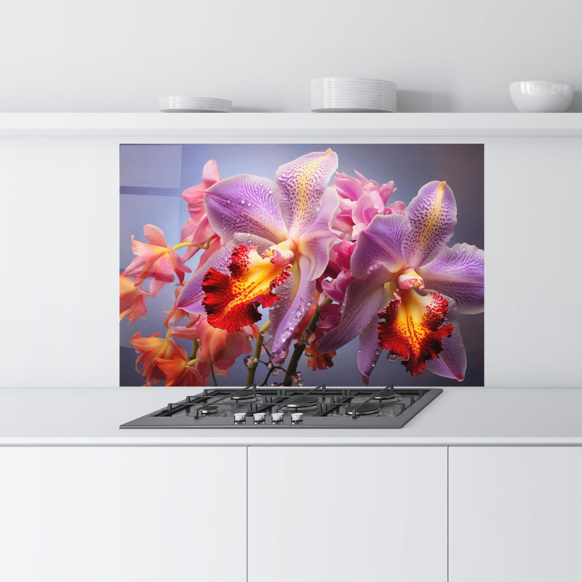 Panel Szklany do Kuchni Purple Orange Orchid View mockup 9