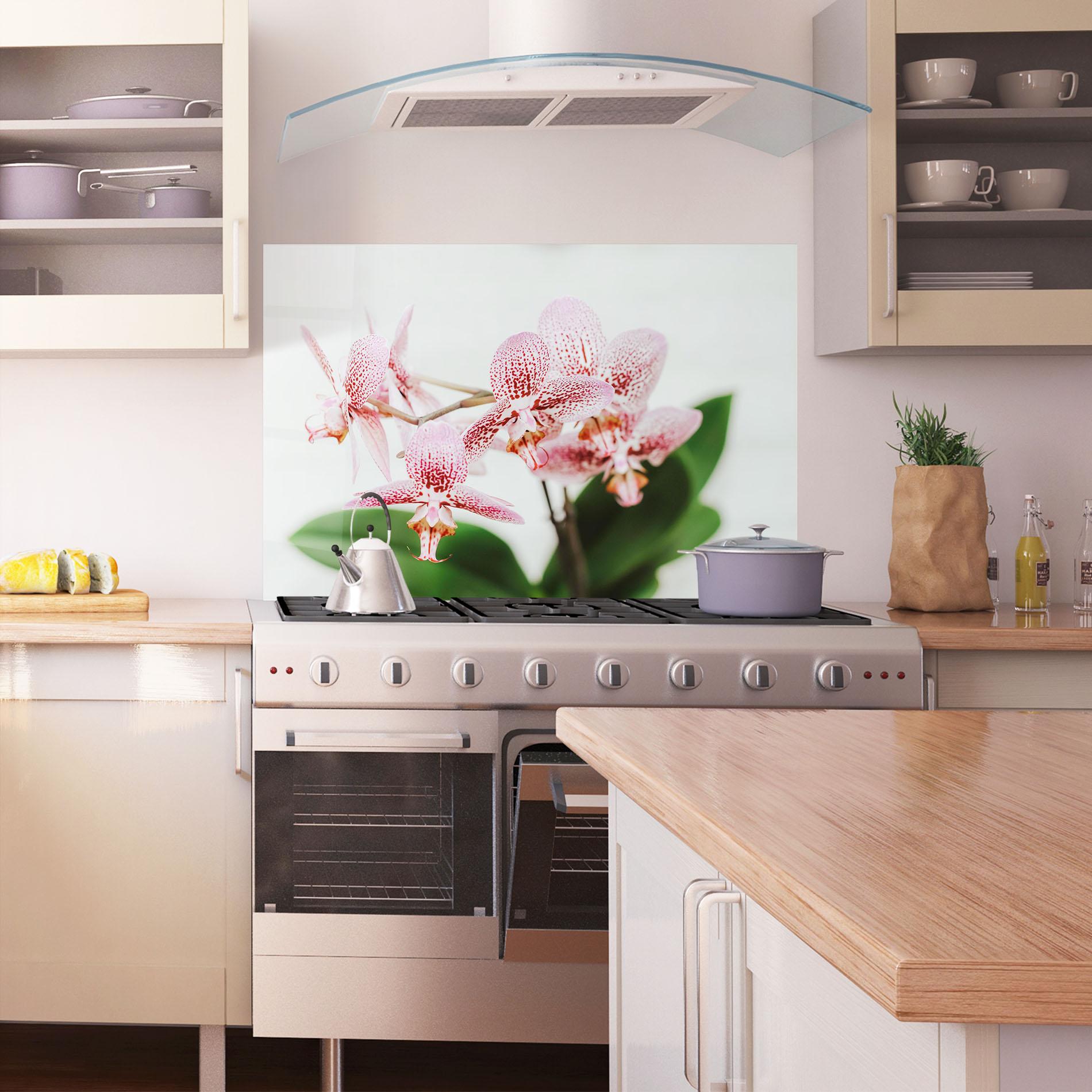 Panel Szklany do Kuchni Green Orchids mockup 1