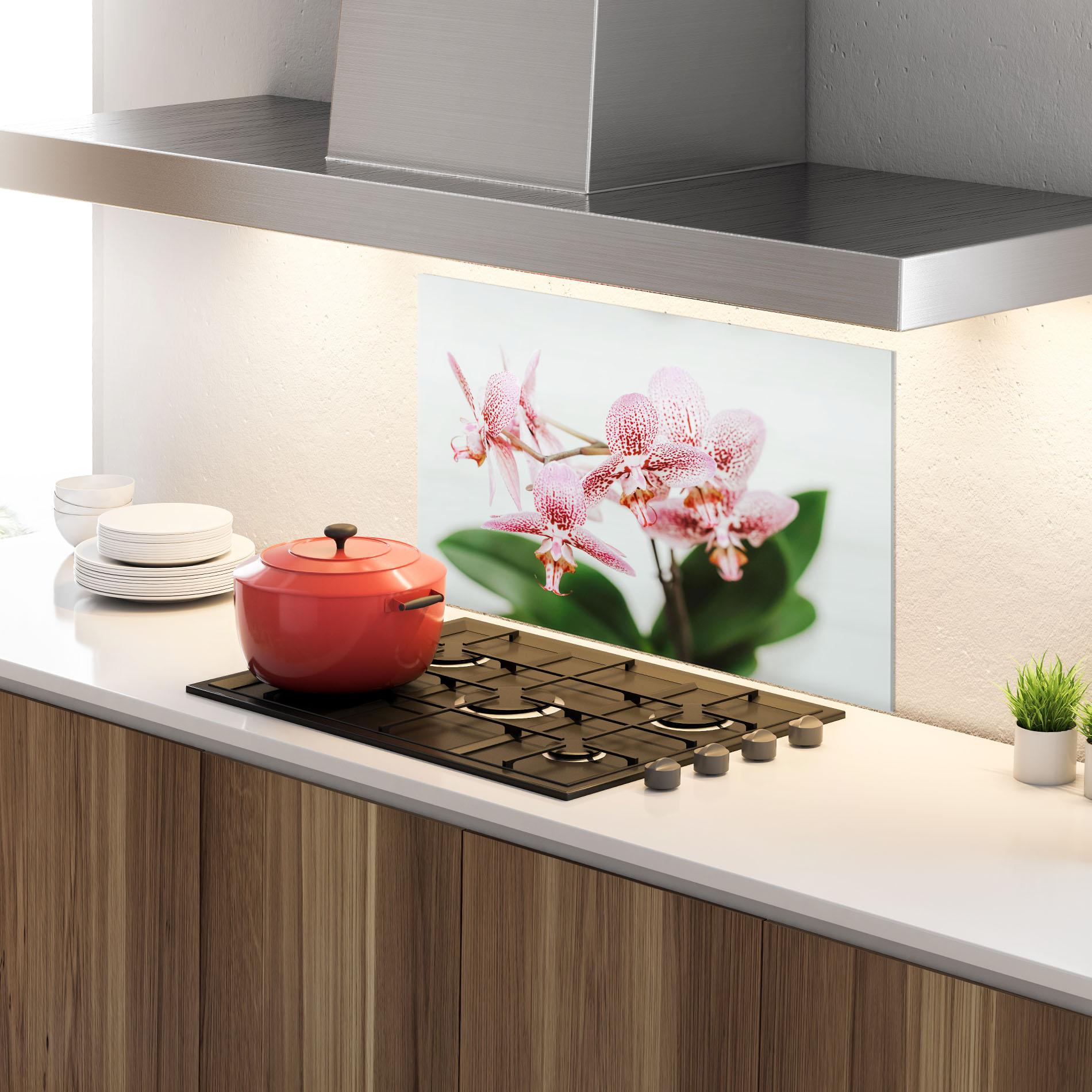 Panel Szklany do Kuchni Green Orchids mockup 4