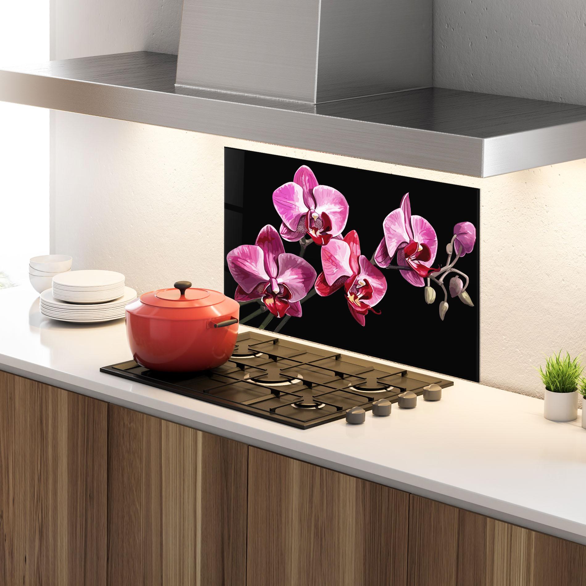 Panel Szklany do Kuchni Red Purple Orchid mockup 4