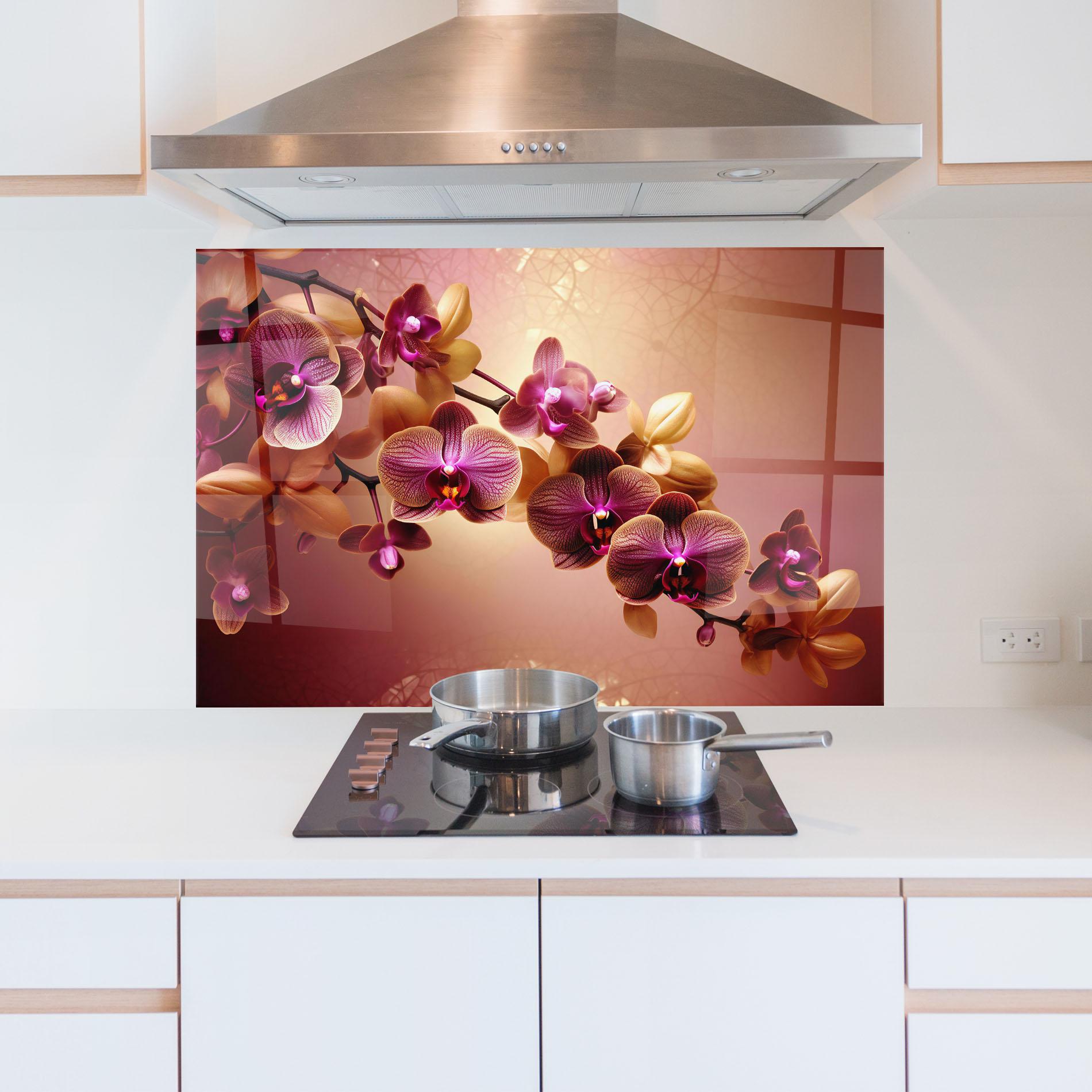 Panel Szklany do Kuchni Purple Cream Orchid mockup 5