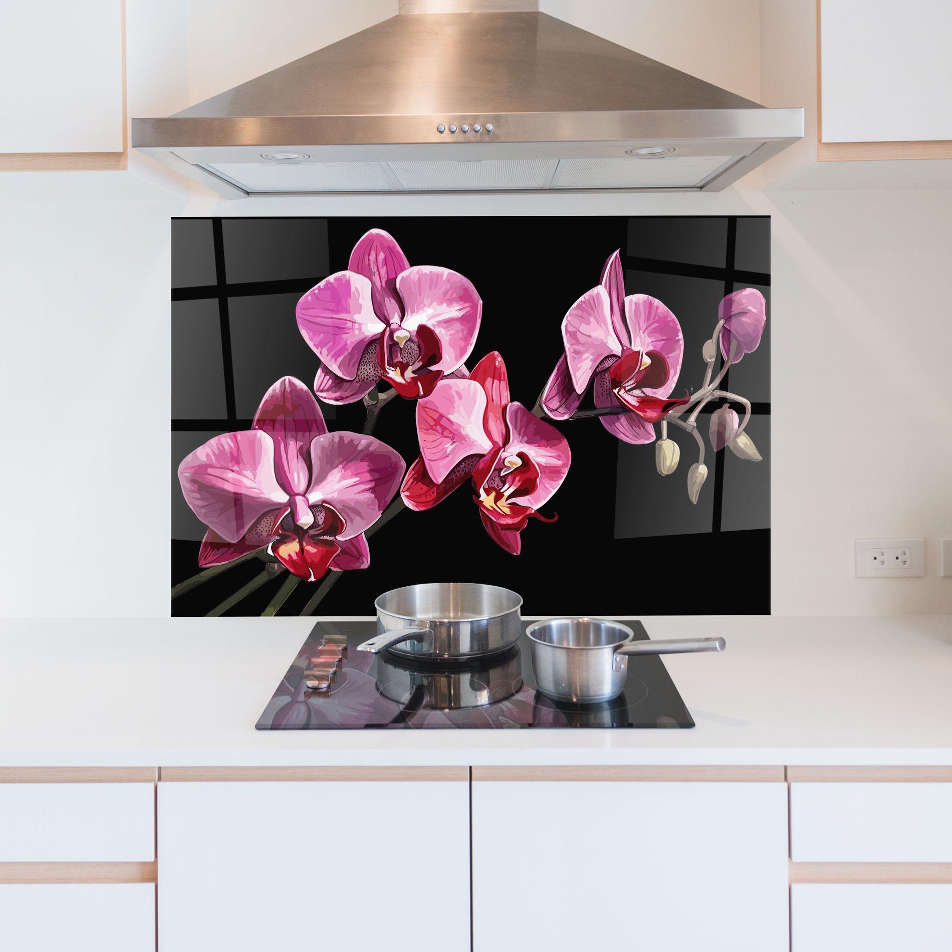 Panel Szklany do Kuchni Red Purple Orchid mockup 5