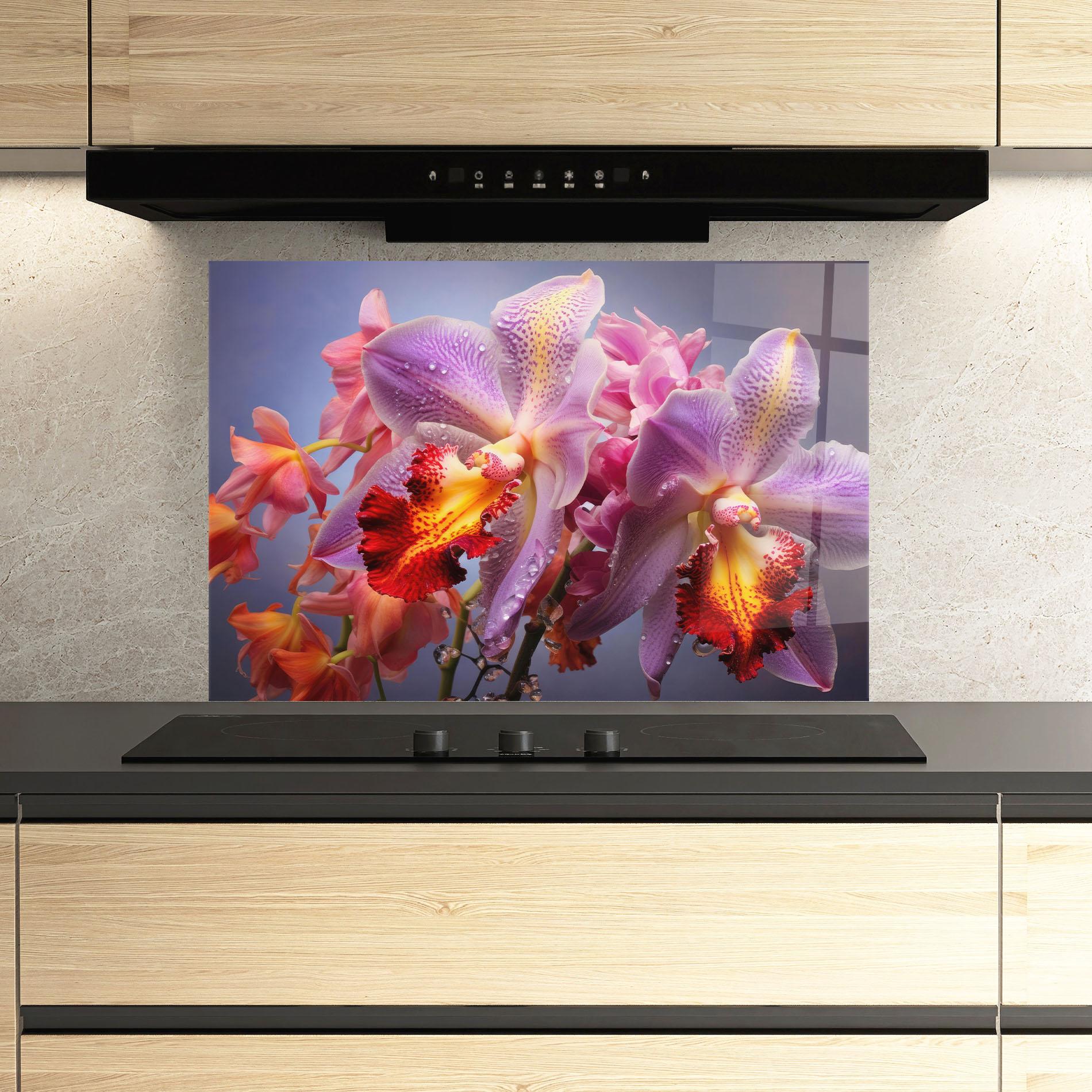 Panel Szklany do Kuchni Purple Orange Orchid View mockup 3