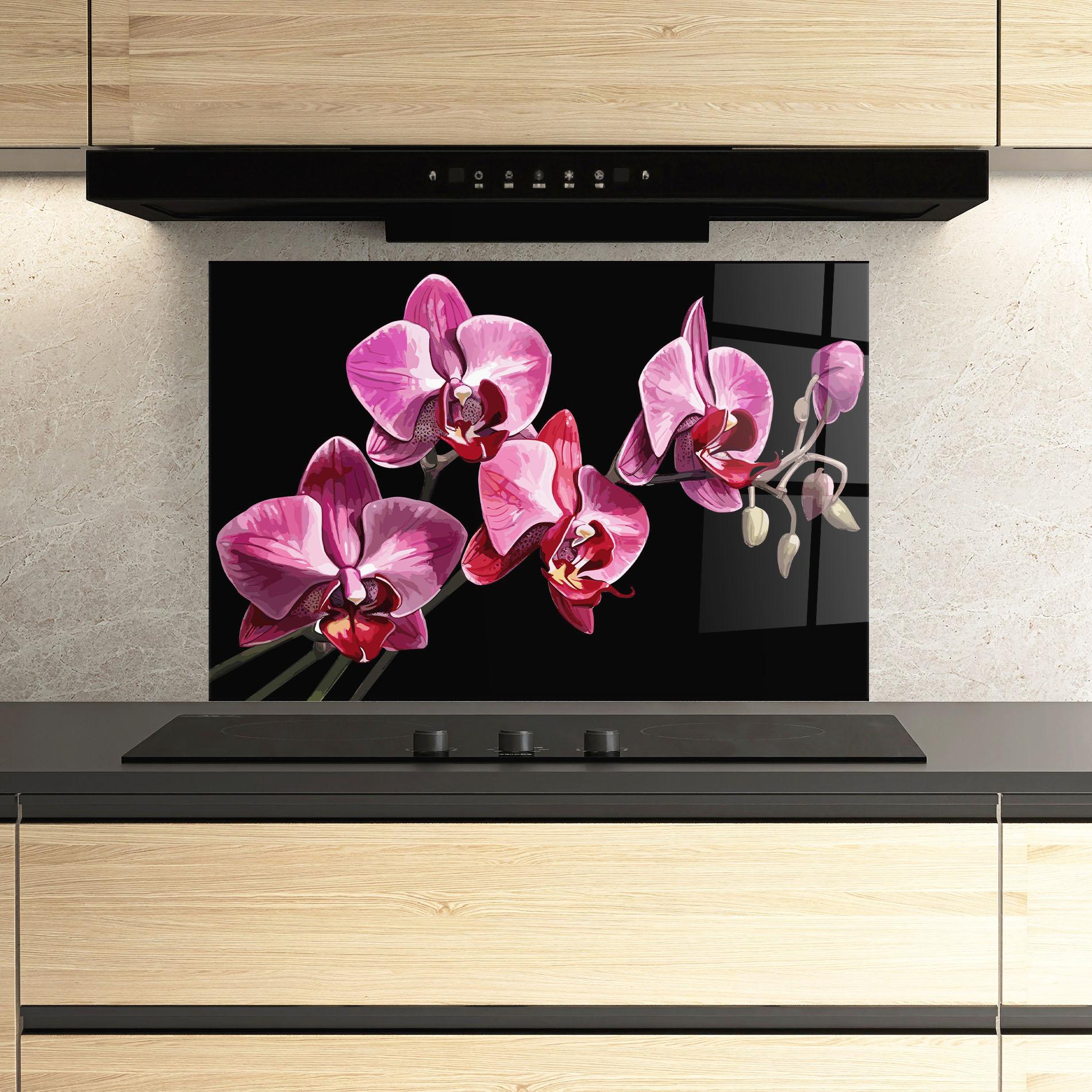 Panel Szklany do Kuchni Red Purple Orchid mockup 3