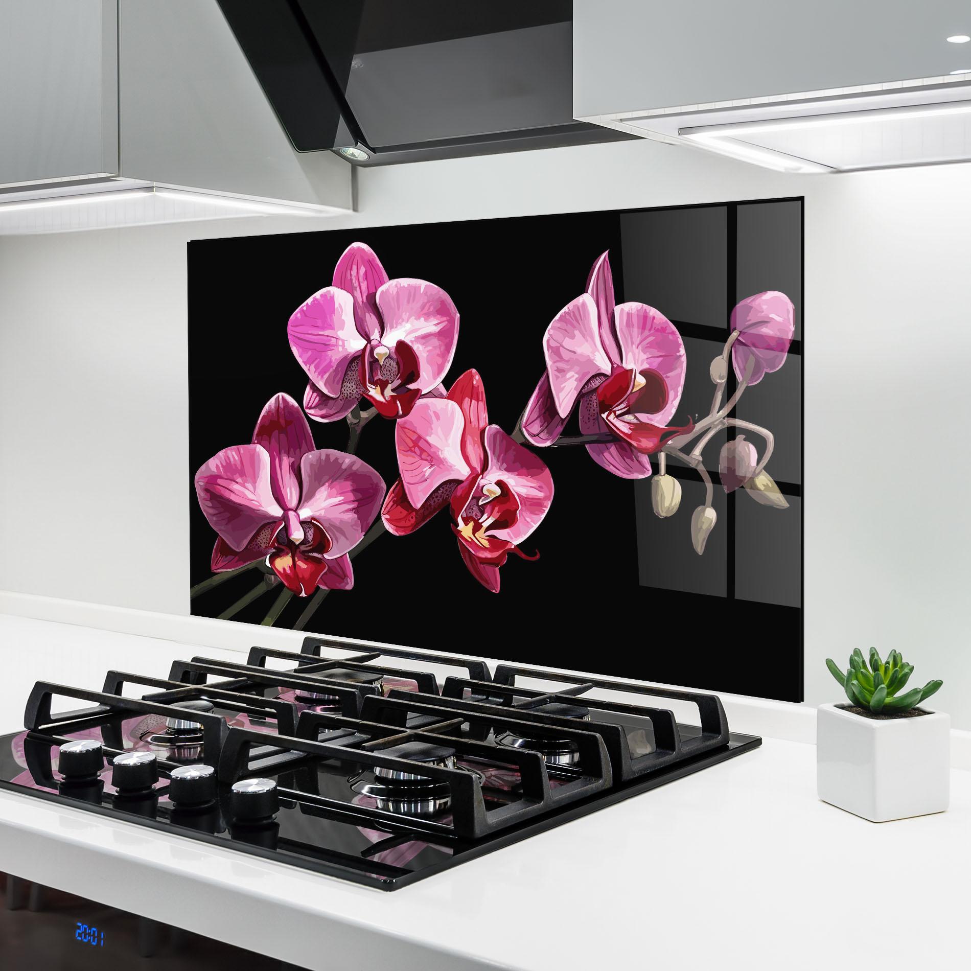 Panel Szklany do Kuchni Red Purple Orchid mockup 6