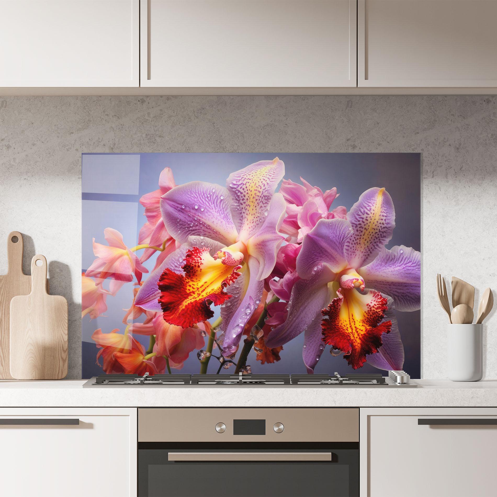 Panel Szklany do Kuchni Purple Orange Orchid View mockup 7