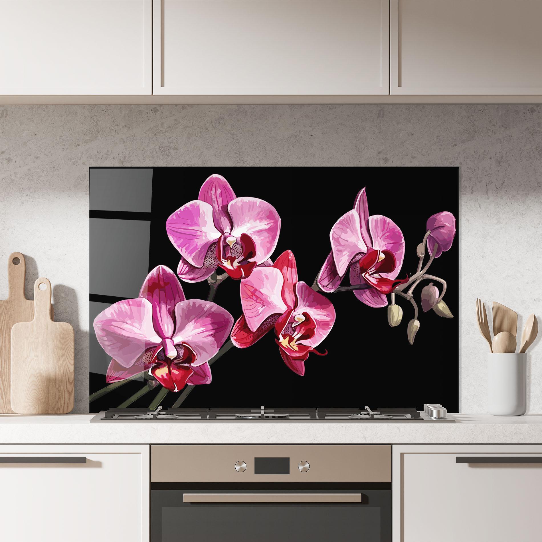 Panel Szklany do Kuchni Red Purple Orchid mockup 7