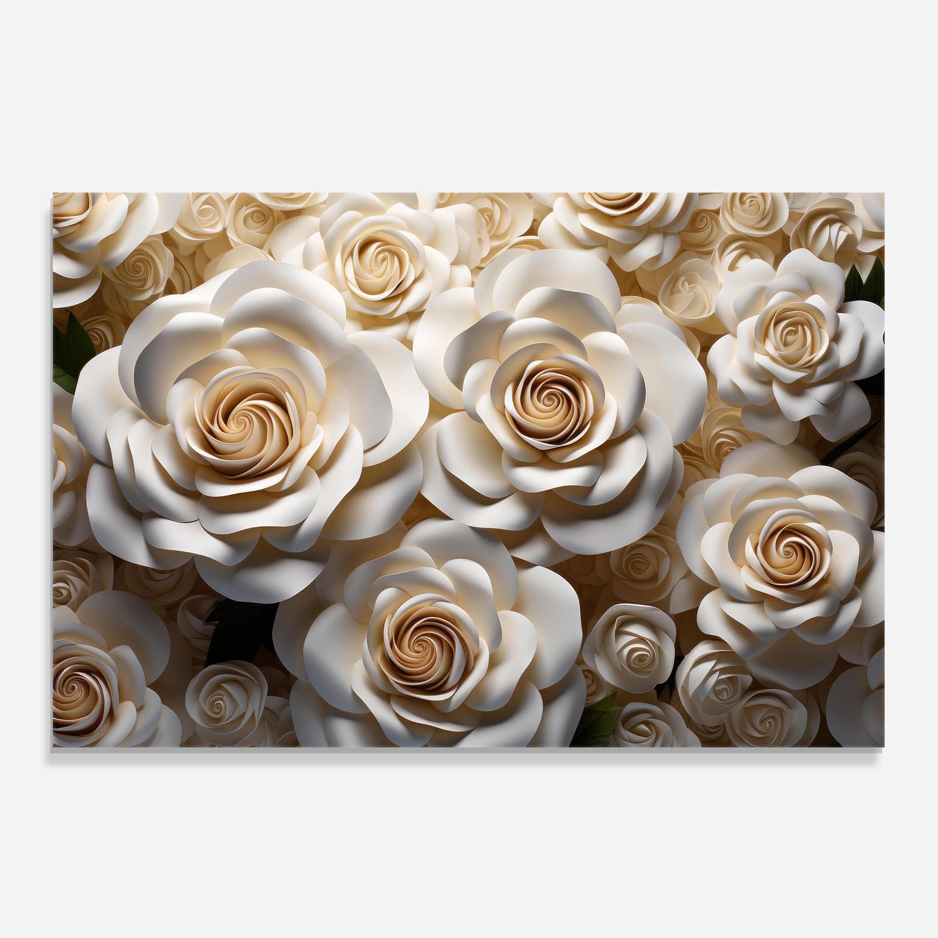 Panel Szklany do Kuchni Cream Roses Wall mockup 0