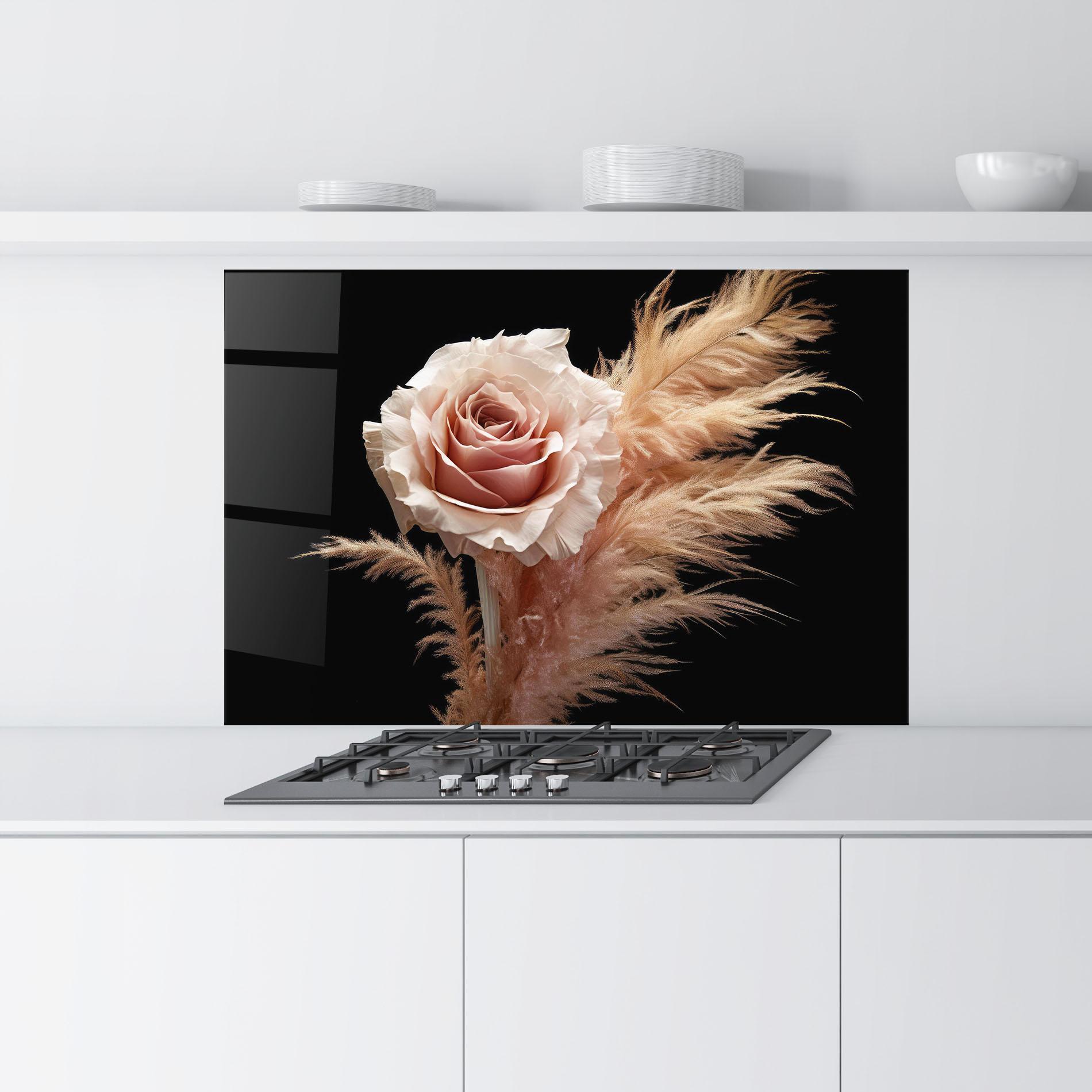 Panel Szklany do Kuchni Light Pink Rose mockup 9