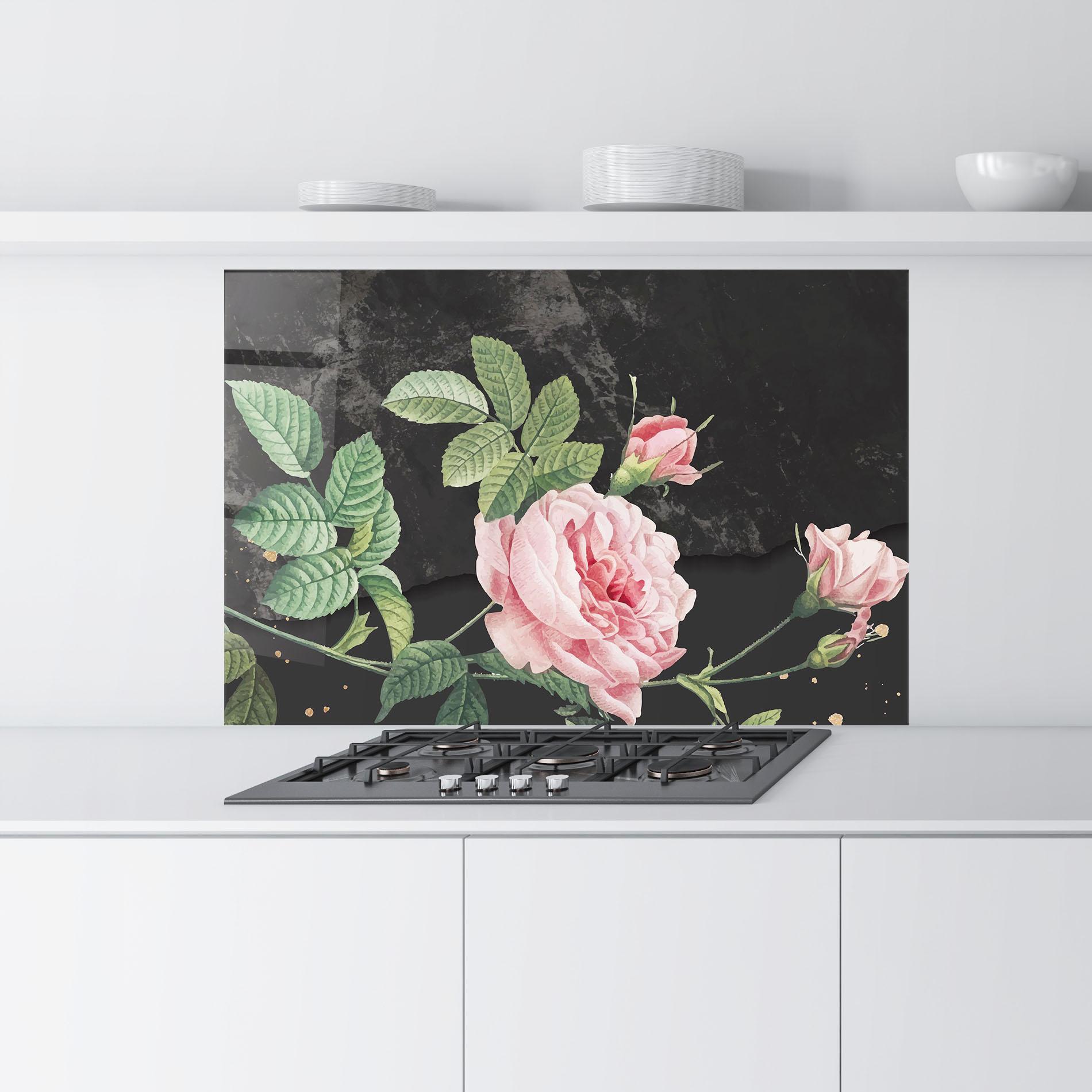 Panel Szklany do Kuchni Marble Roses mockup 9