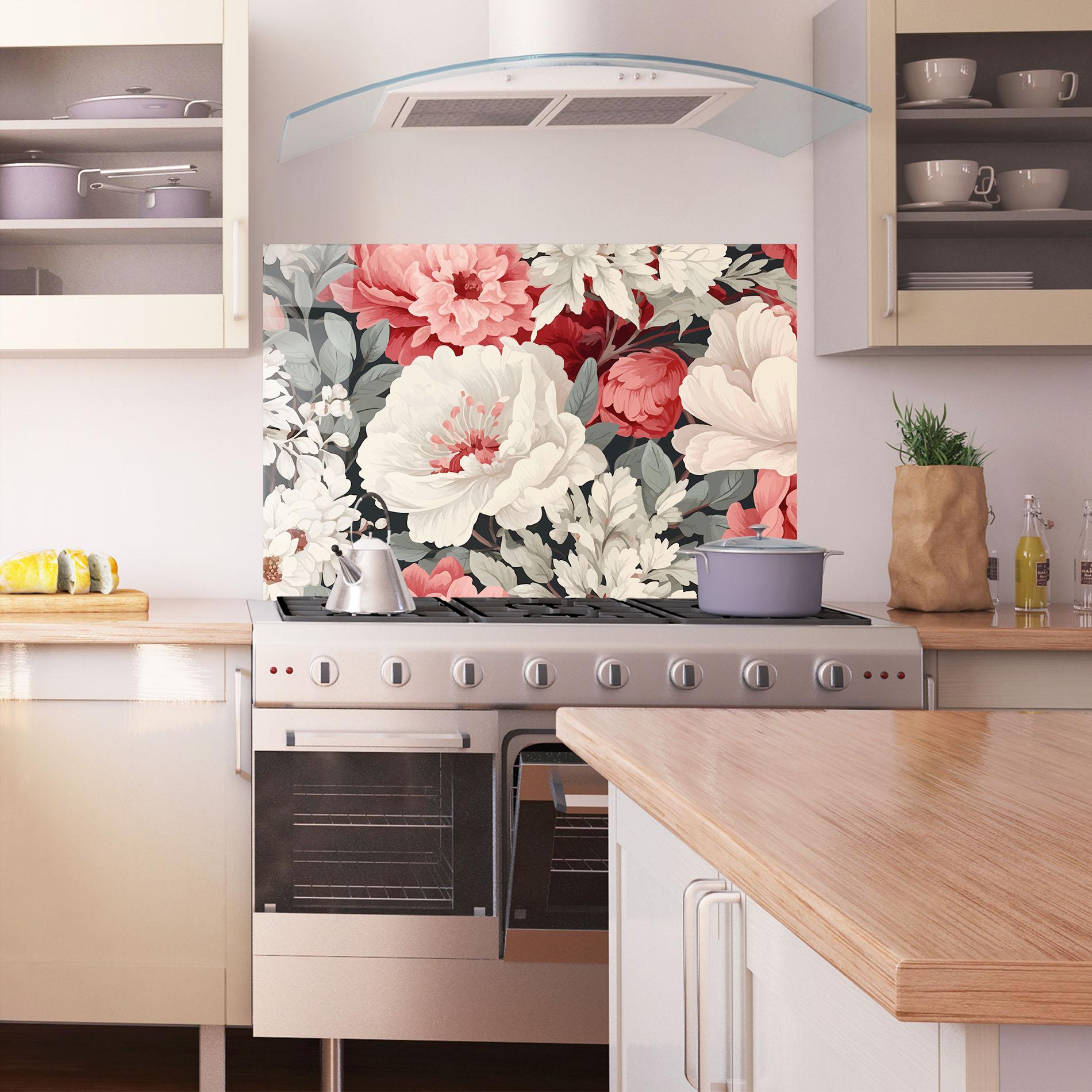 Panel Szklany do Kuchni Cream Pink Rose mockup 1