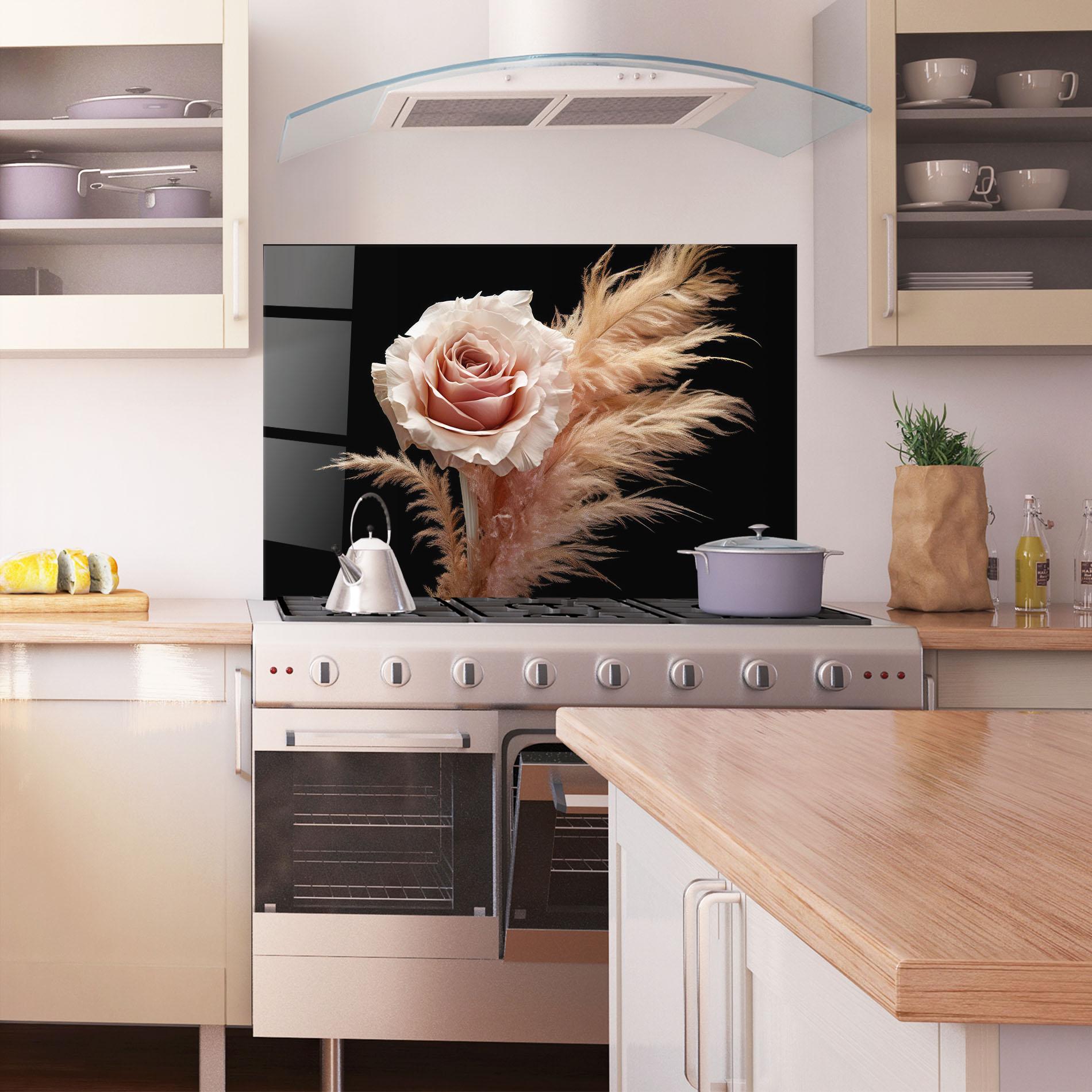 Panel Szklany do Kuchni Light Pink Rose mockup 1