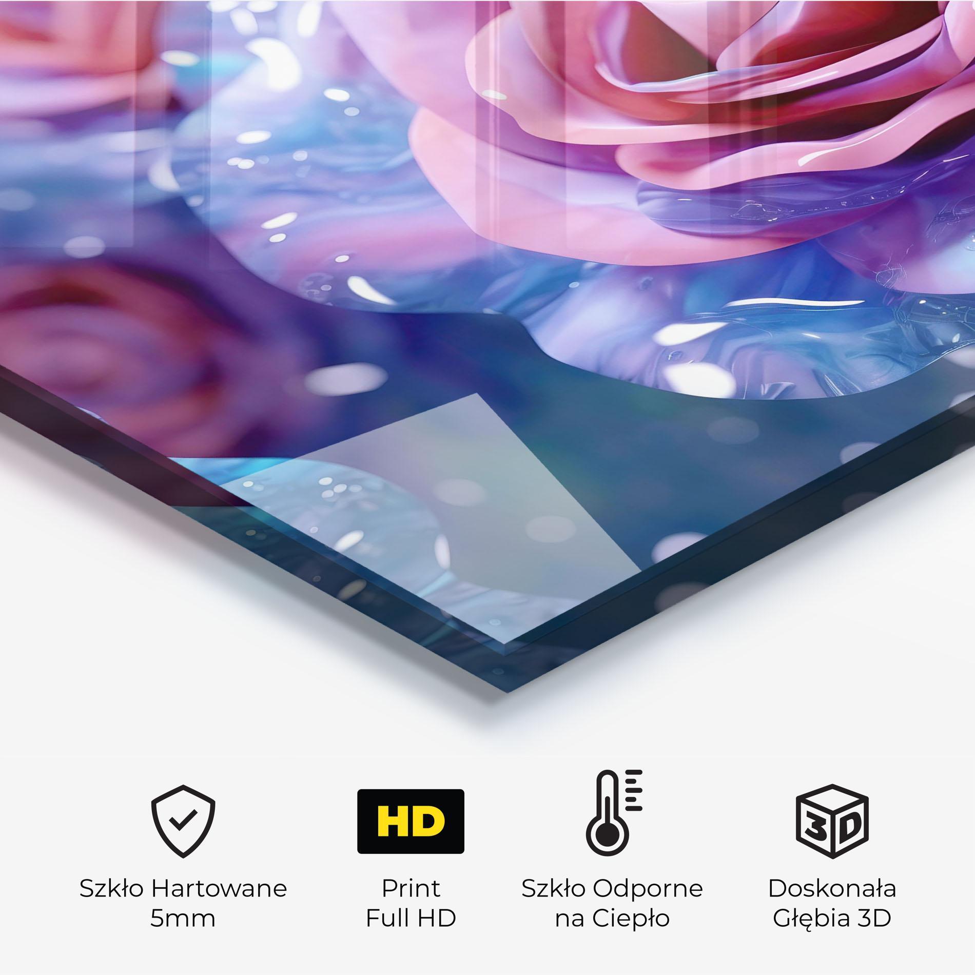 Panel Szklany do Kuchni Beautiful Blue Pink Rose mockup 2