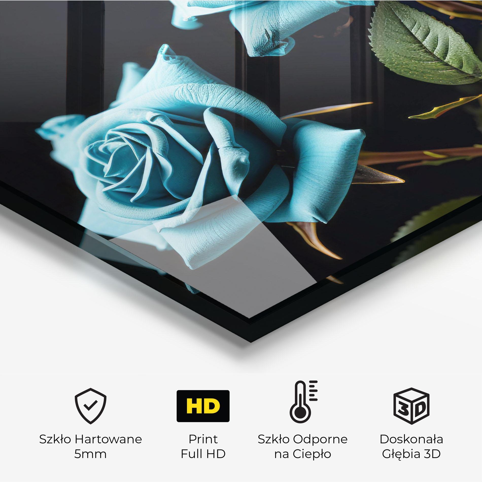 Panel Szklany do Kuchni Blue Roses mockup 2