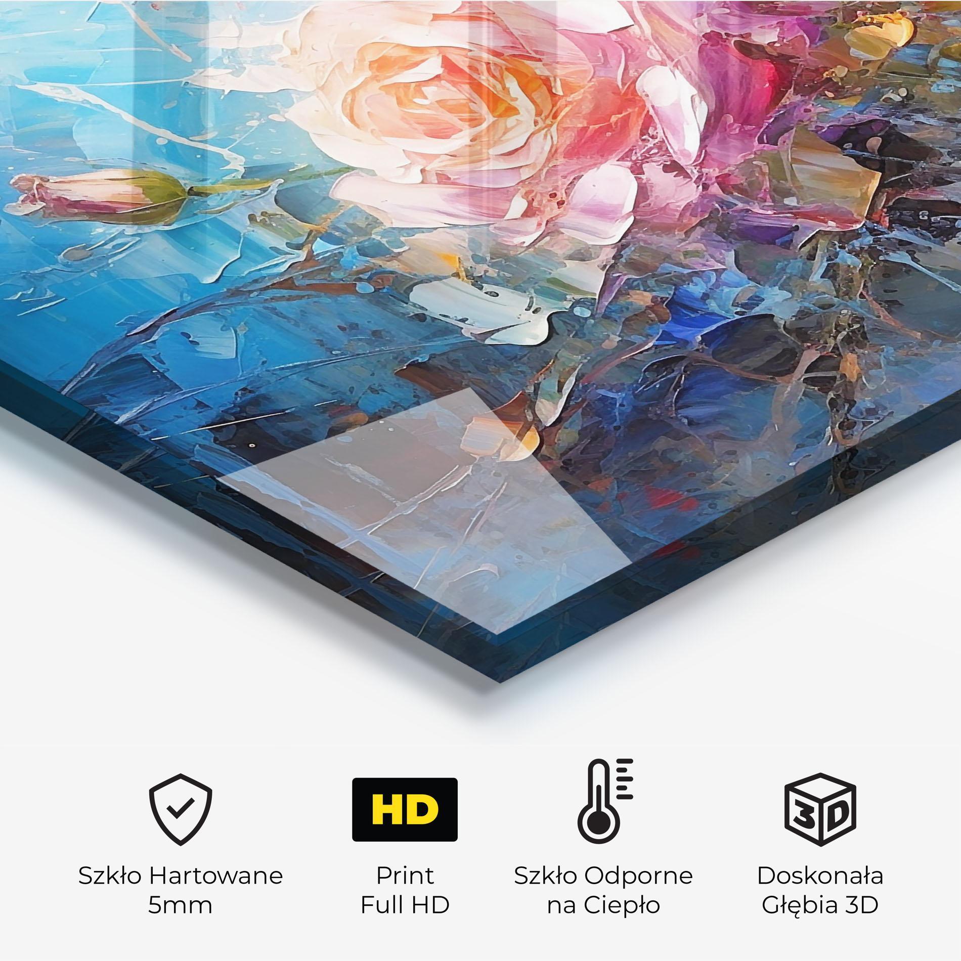 Panel Szklany do Kuchni Light Orange Rose Painting mockup 2