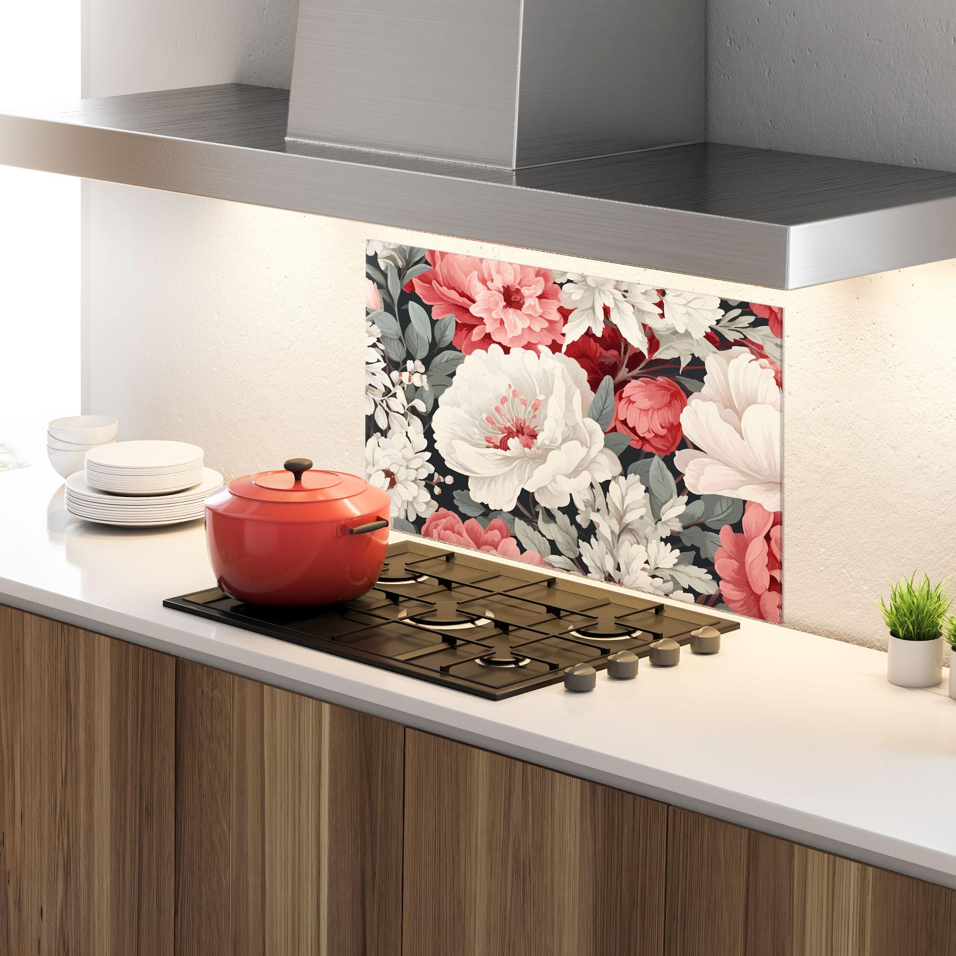 Panel Szklany do Kuchni Cream Pink Rose mockup 4