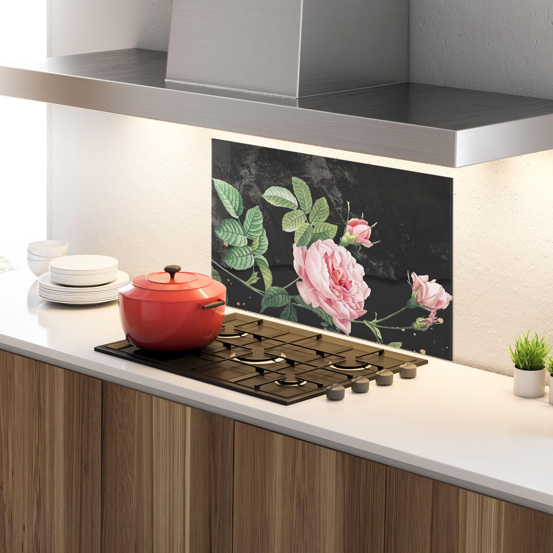 Panel Szklany do Kuchni Marble Roses mockup 4