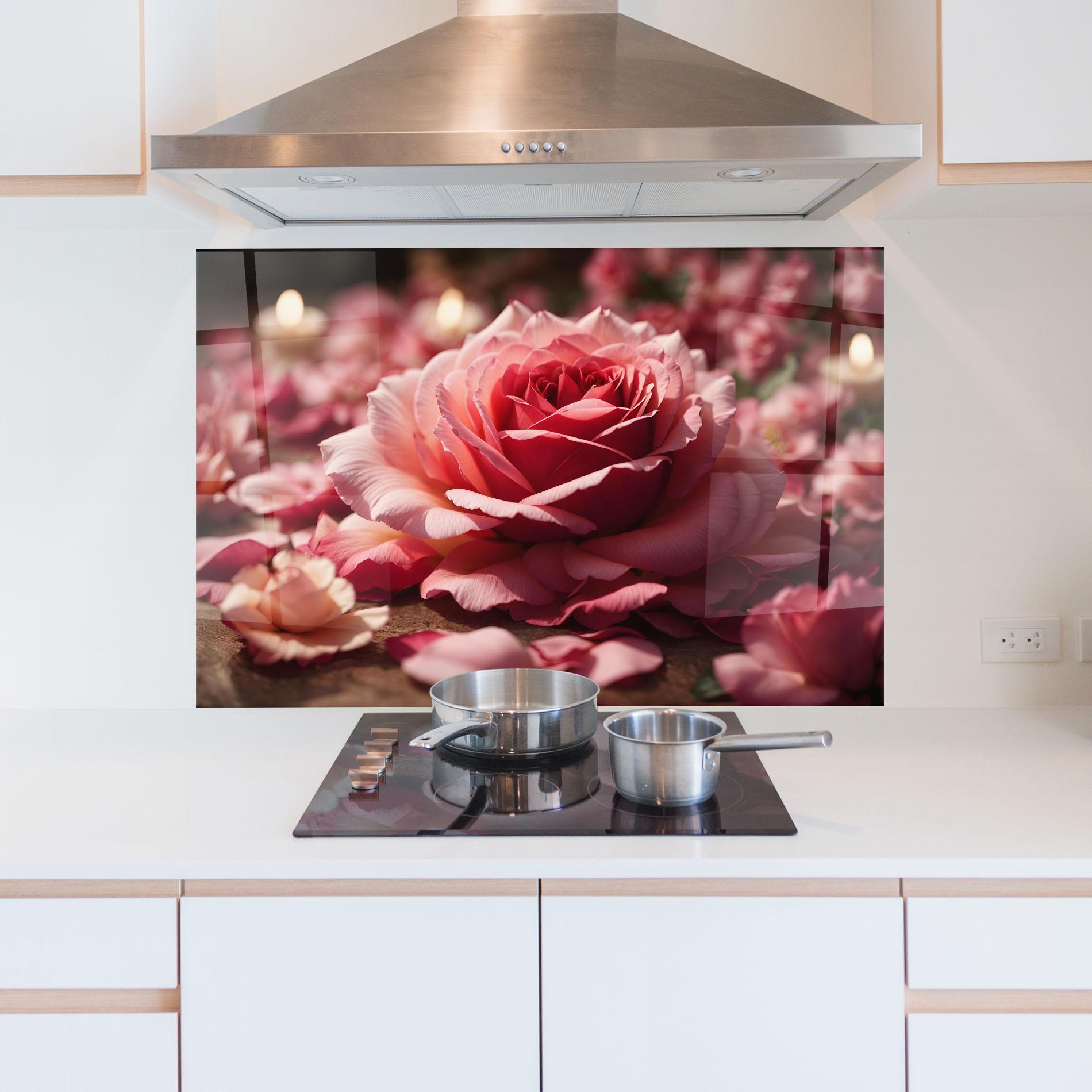 Panel Szklany do Kuchni Big Pink Rose mockup 5