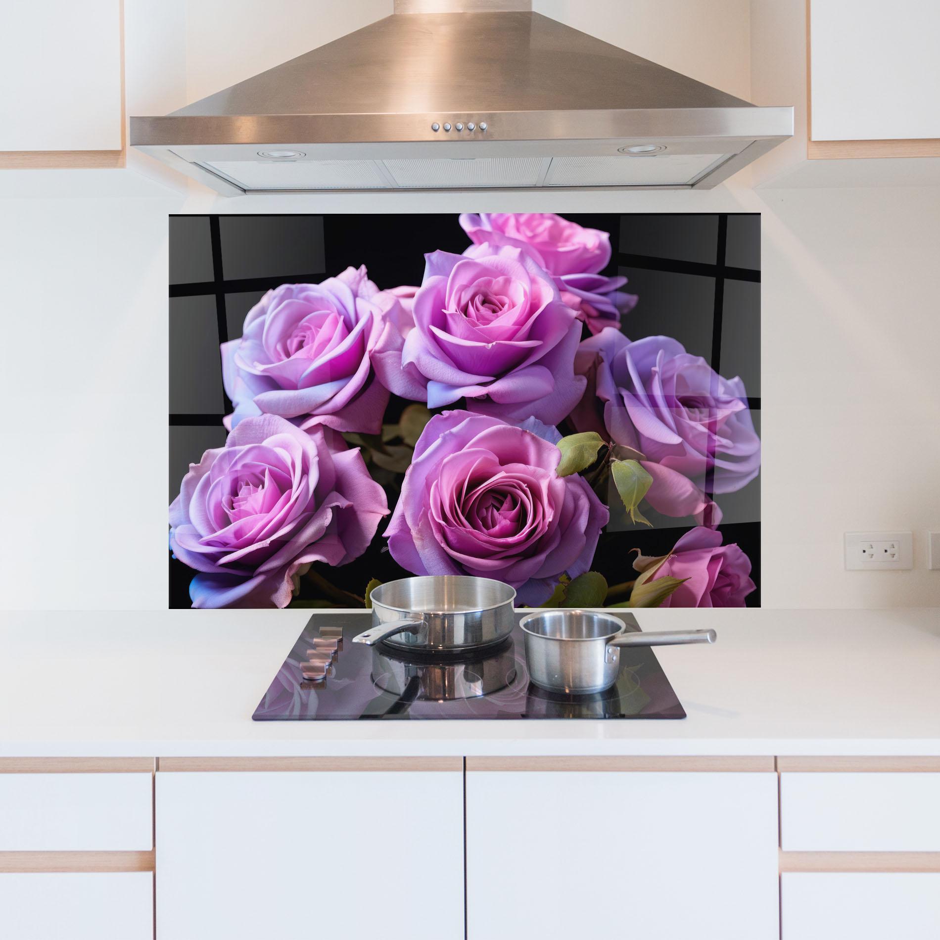 Panel Szklany do Kuchni Light Purple Rose mockup 5