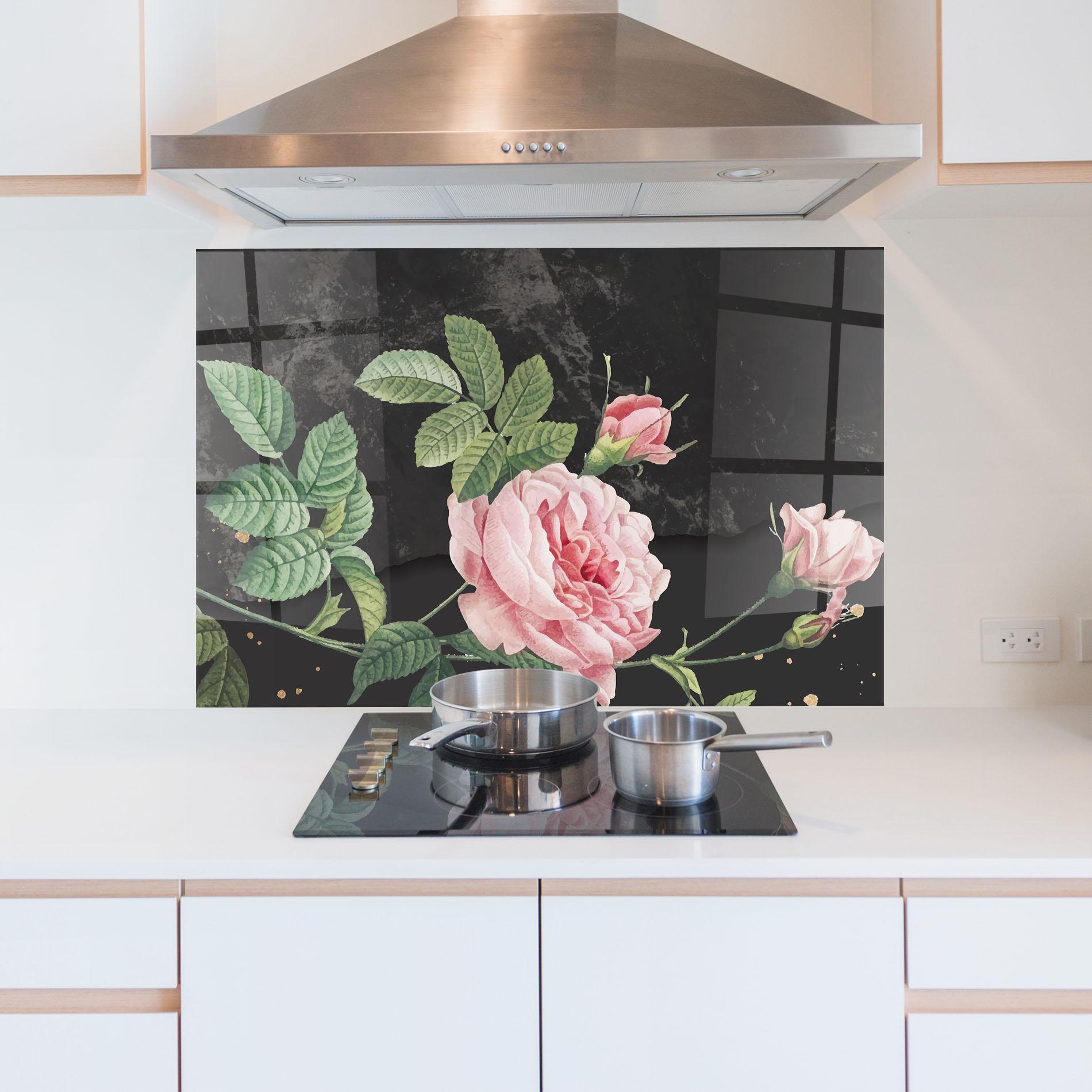 Panel Szklany do Kuchni Marble Roses mockup 5