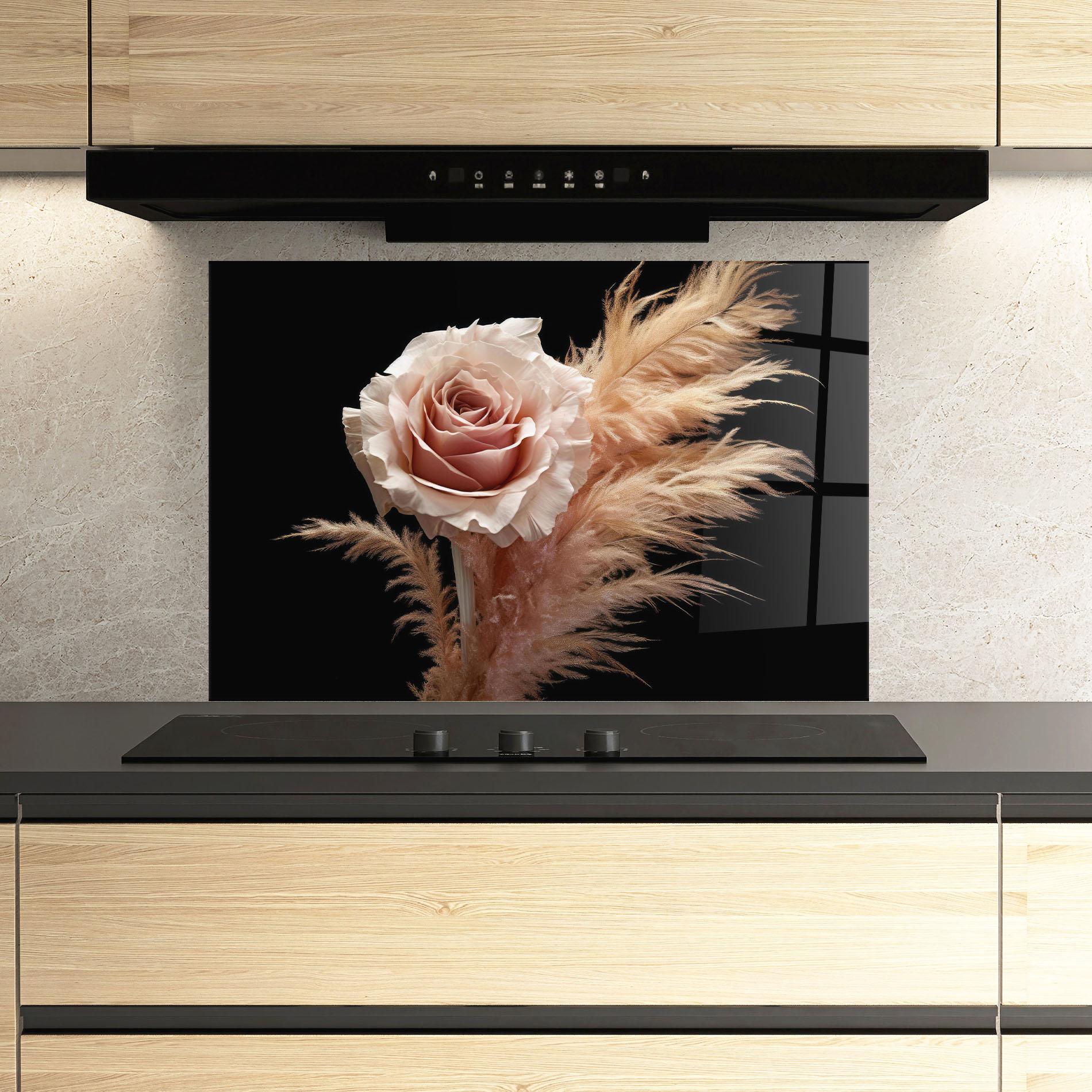 Panel Szklany do Kuchni Light Pink Rose mockup 3