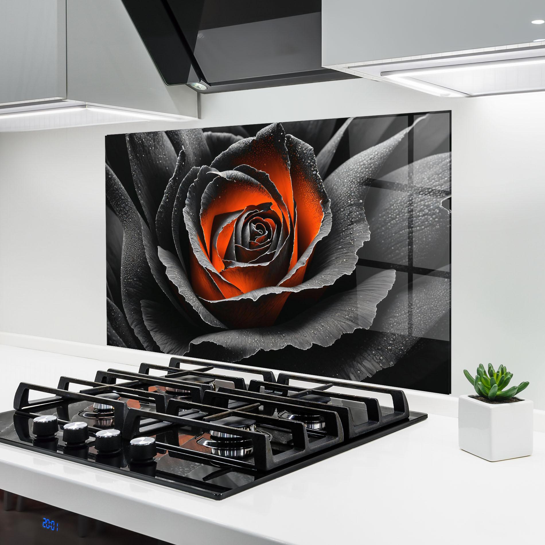 Panel Szklany do Kuchni Grey Orange Rose mockup 6