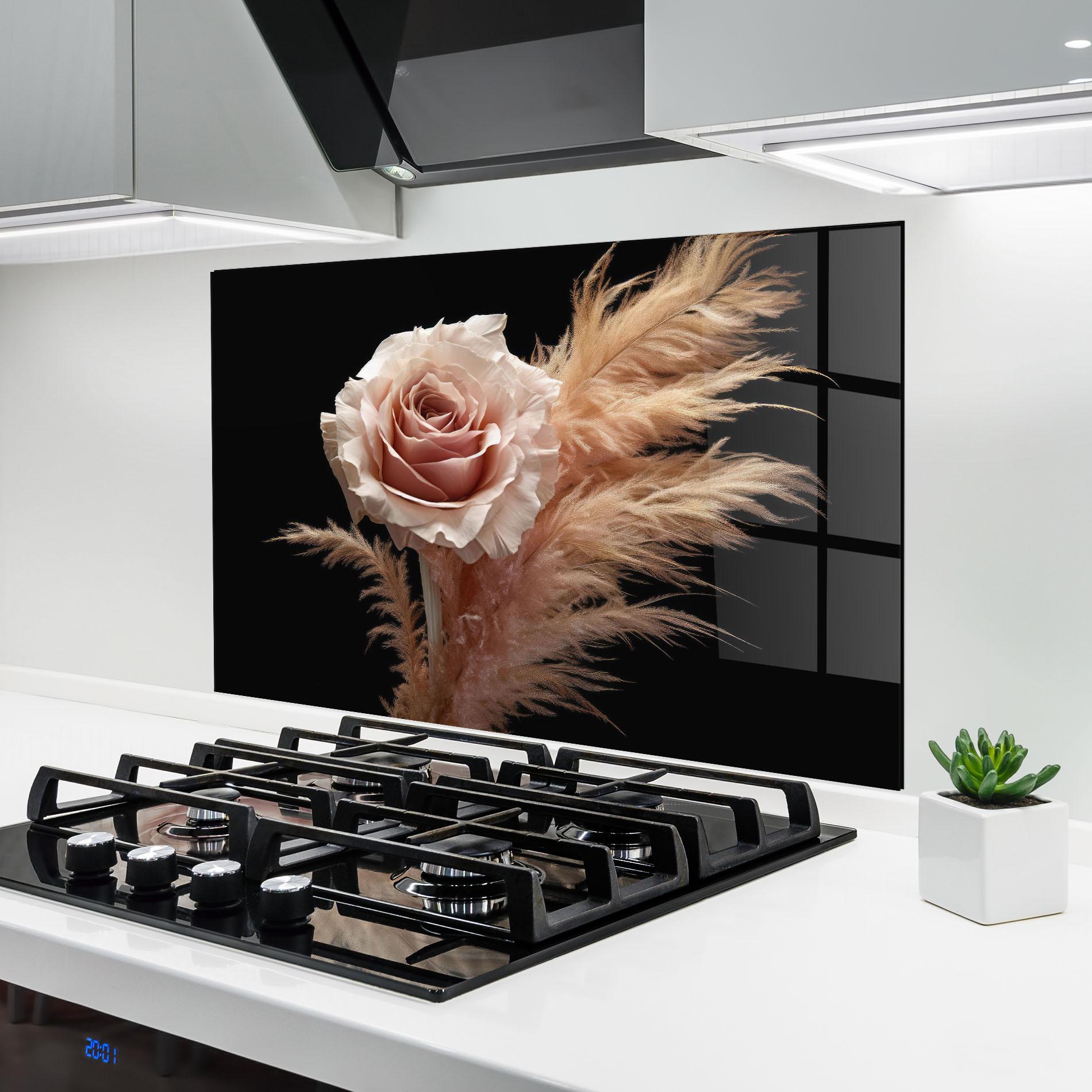 Panel Szklany do Kuchni Light Pink Rose mockup 6