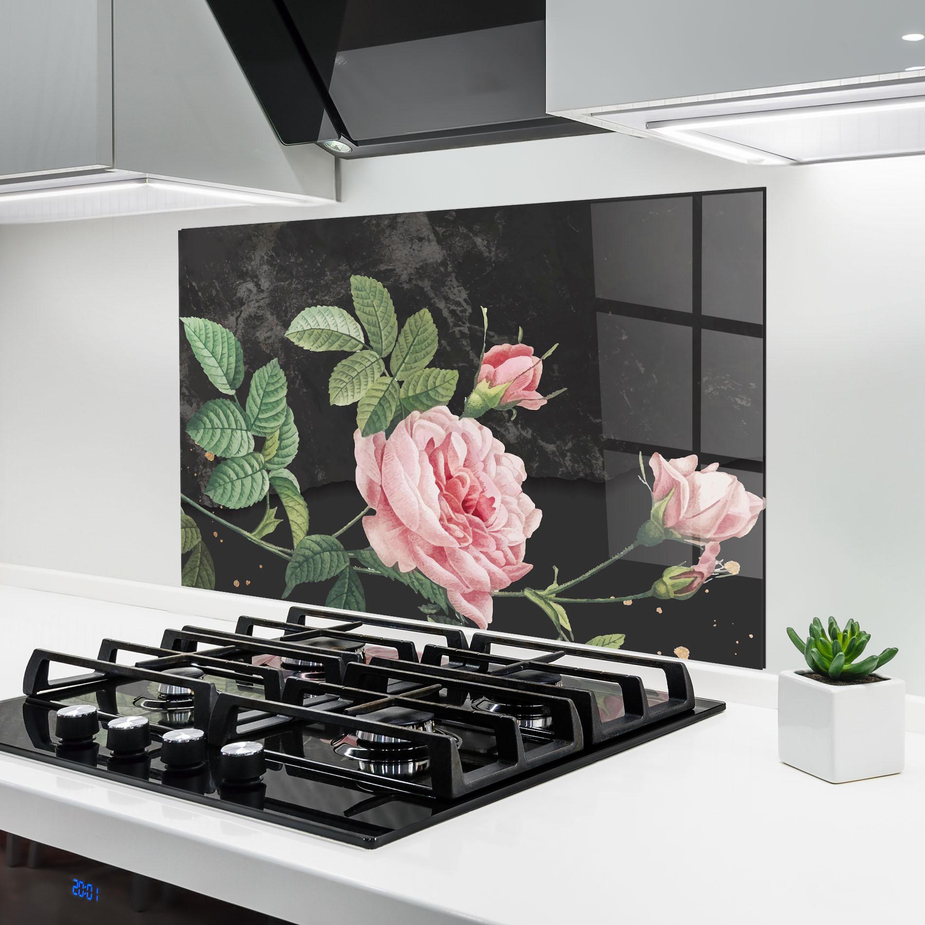 Panel Szklany do Kuchni Marble Roses mockup 6