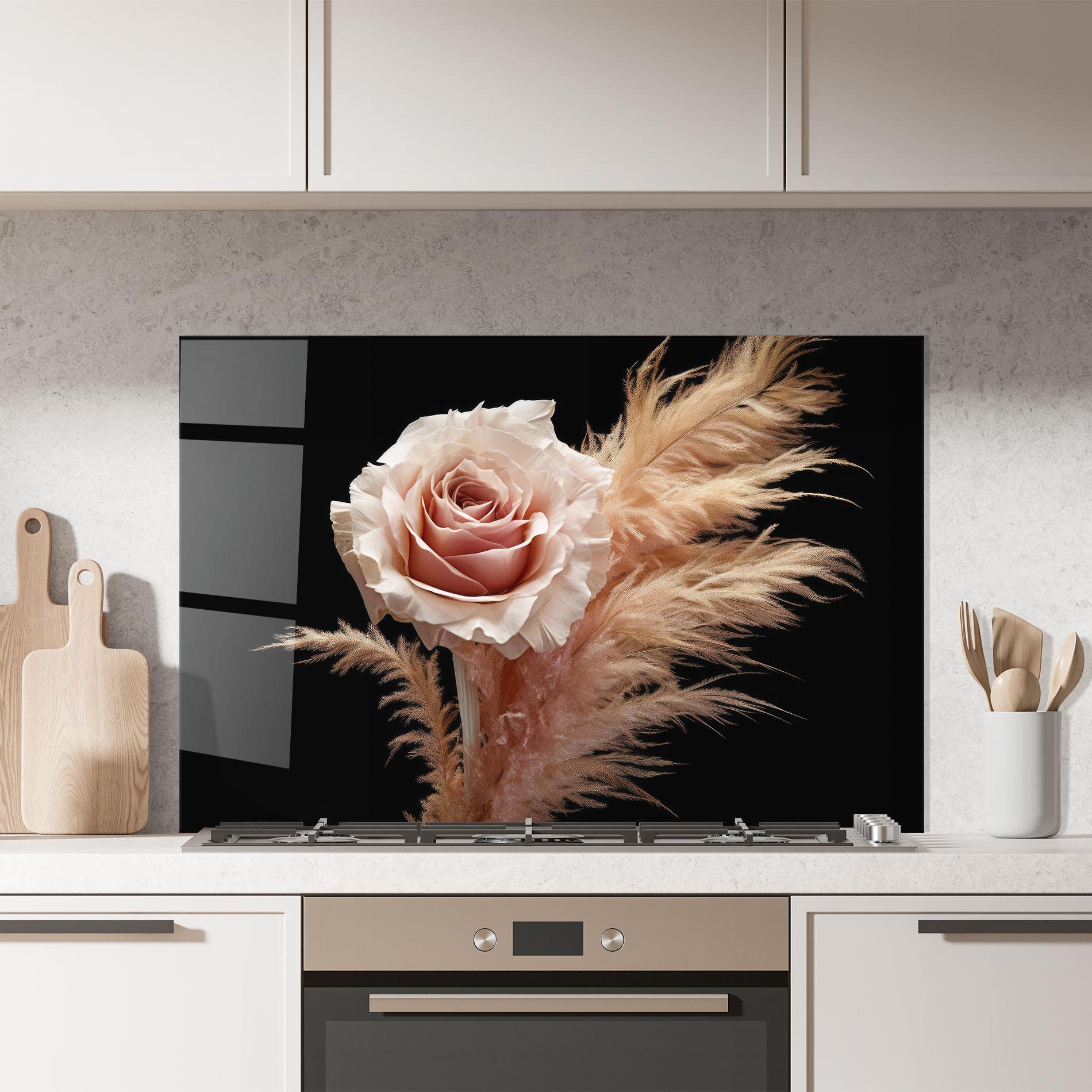 Panel Szklany do Kuchni Light Pink Rose mockup 7
